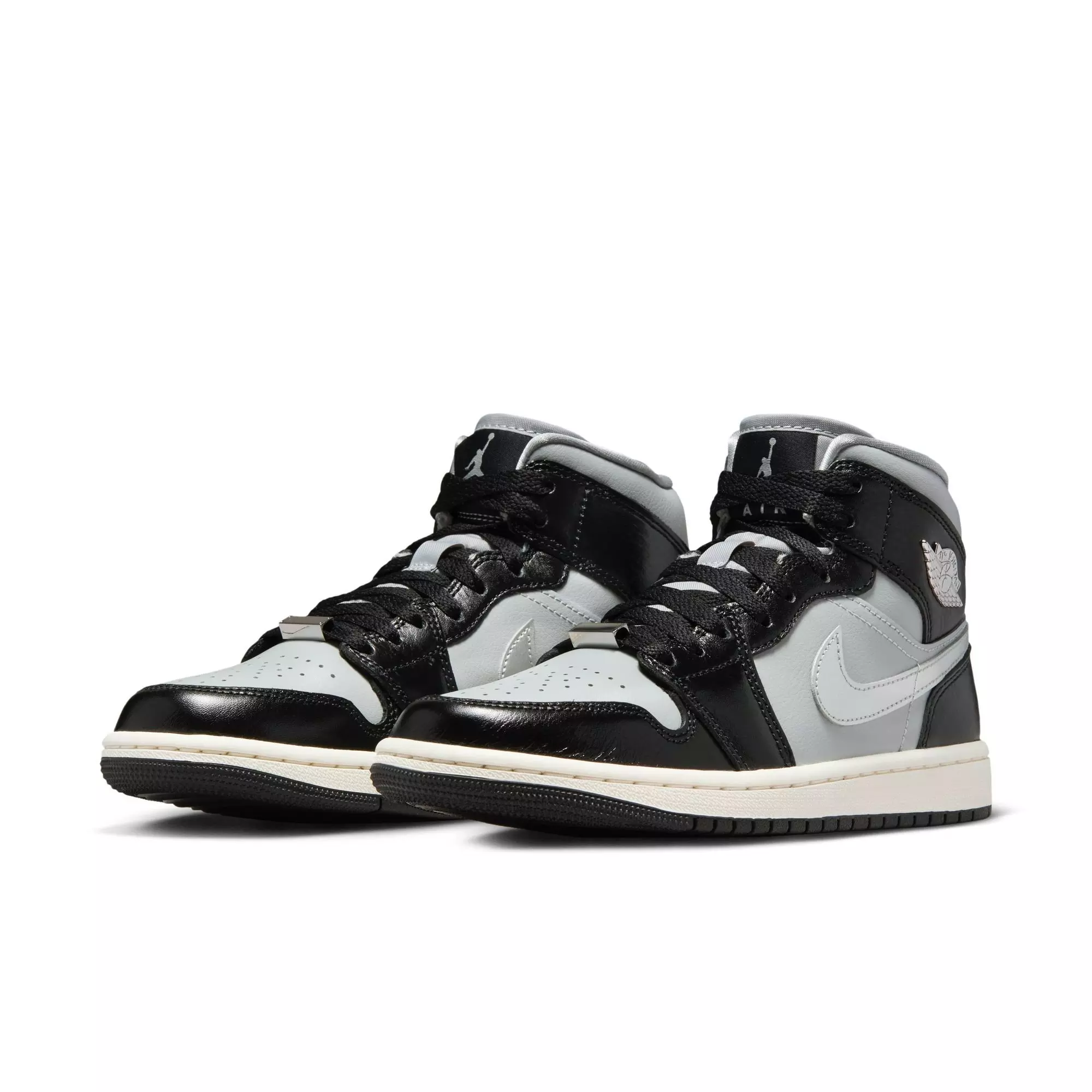 Jordan 1 Mid SE "Black/Metallic Silver/Lt Smoke Grey/Sail" Women's Shoe - BLACK/SILVER