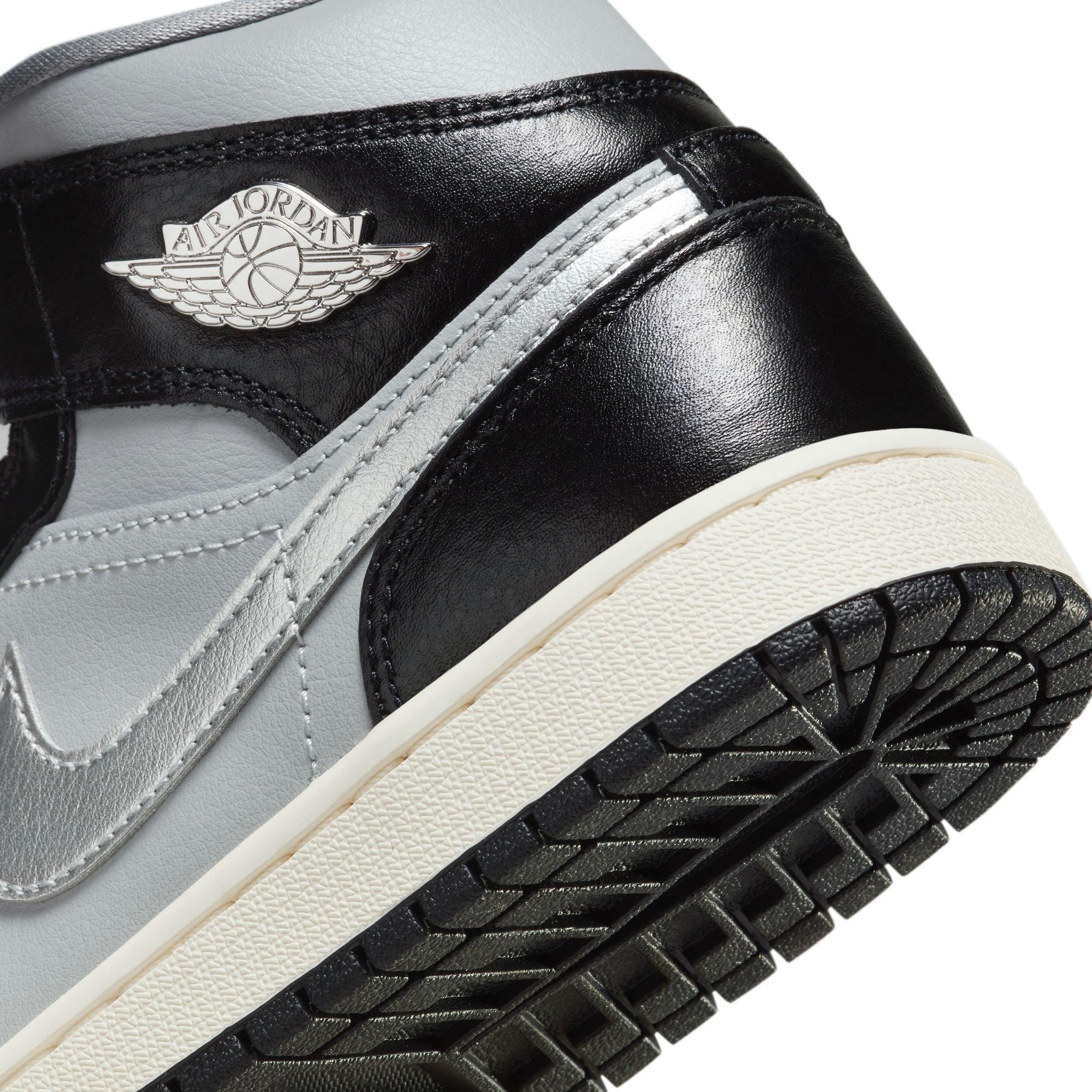 Jordan 1 Mid SE "Black/Metallic Silver/Lt Smoke Grey/Sail" Women's Shoe - BLACK/SILVER Thumbnail View 10