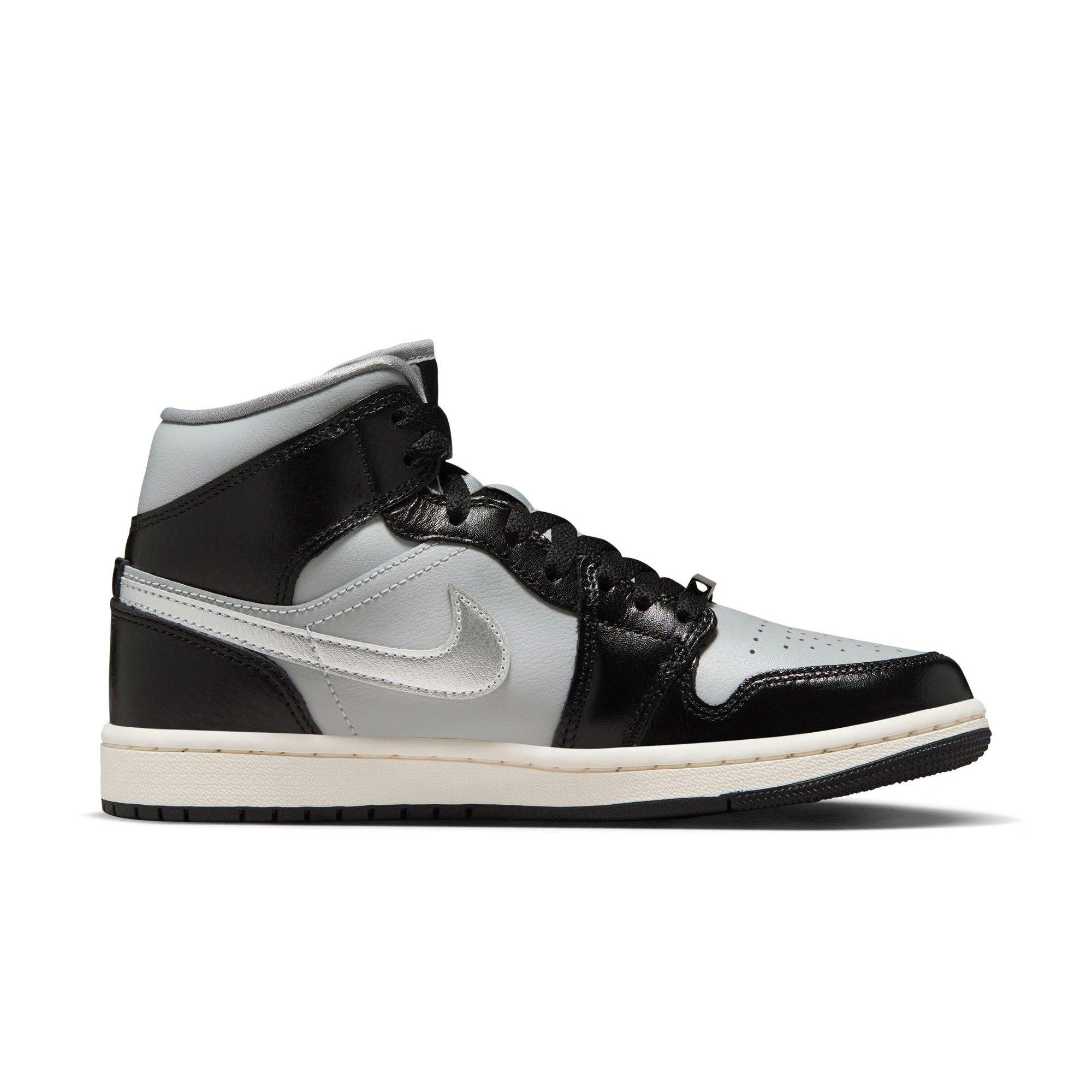 Jordan 1 Mid SE Black/Metallic Silver/Lt Smoke Grey/Sail Women's Shoe -  Hibbett