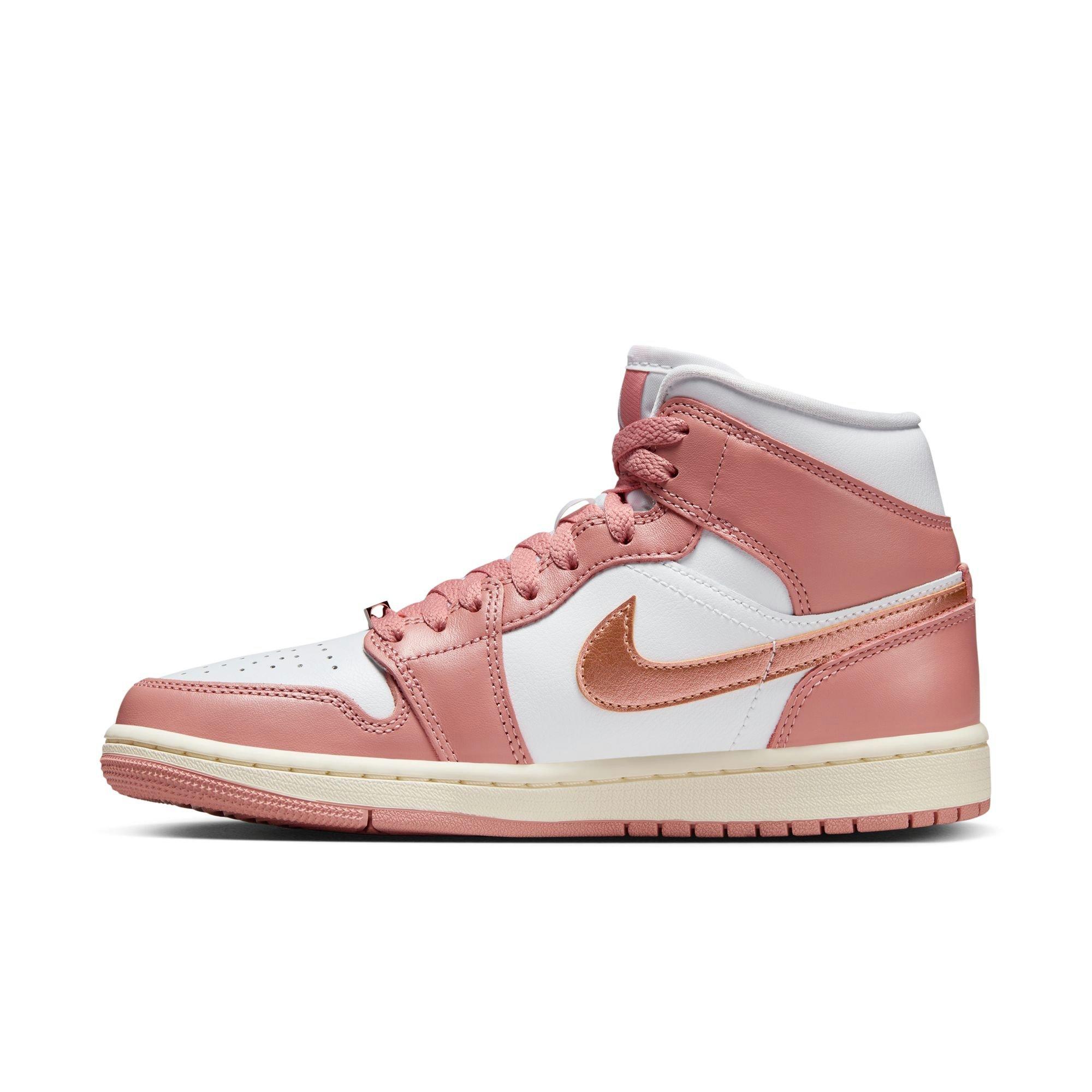 Jordan 1 Mid SE "Red Stardust/Metallic Copper/White/Sail" Women's Shoe - WHITE/RED/GOLD Thumbnail View 4