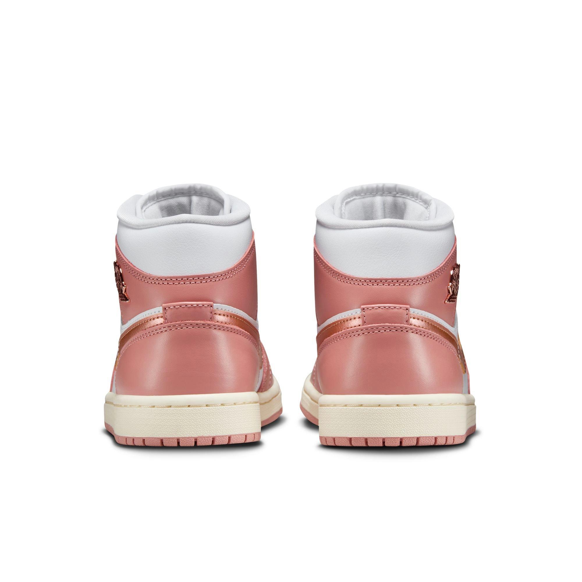 Jordan 1 Mid SE "Red Stardust/Metallic Copper/White/Sail" Women's Shoe - WHITE/RED/GOLD Thumbnail View 6