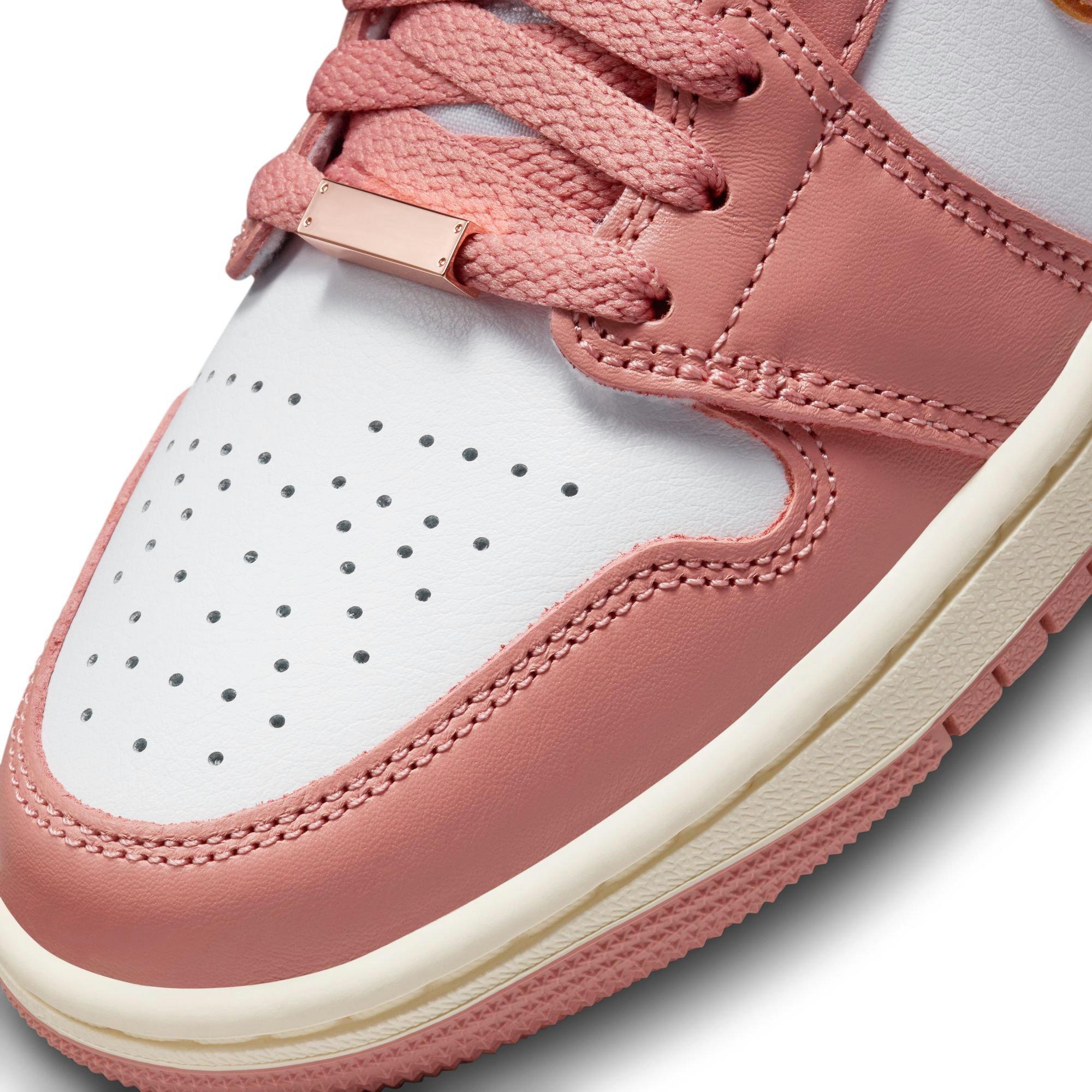 Jordan 1 Mid SE "Red Stardust/Metallic Copper/White/Sail" Women's Shoe - WHITE/RED/GOLD Thumbnail View 9
