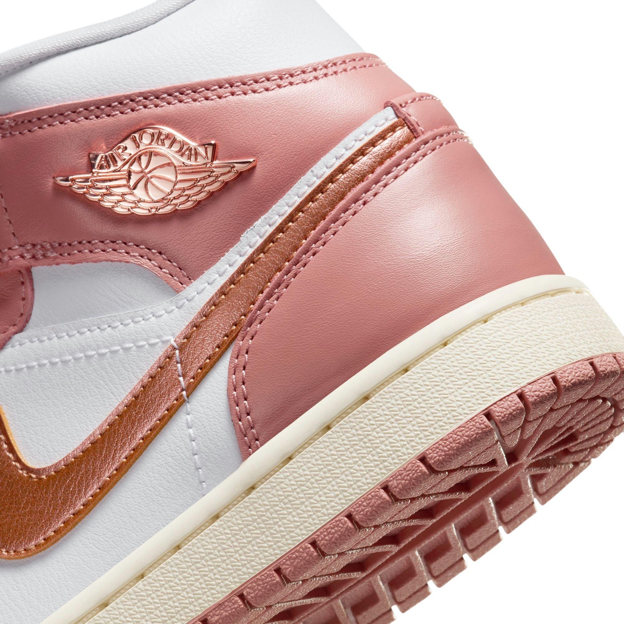 Jordan 1 Mid SE "Red Stardust/Metallic Copper/White/Sail" Women's Shoe - WHITE/RED/GOLD Thumbnail View 10