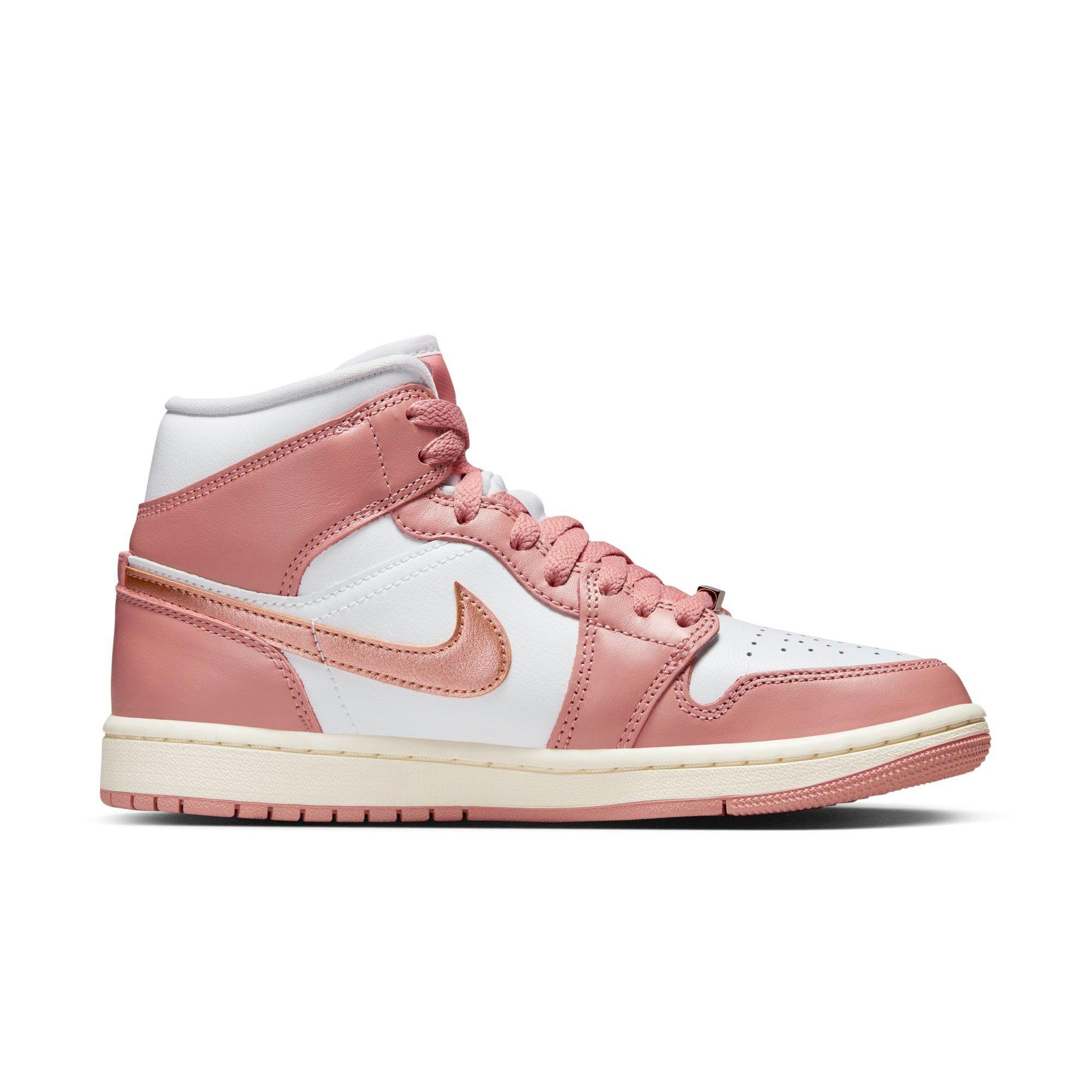 Jordan 1 Mid SE "Red Stardust/Metallic Copper/White/Sail" Women's Shoe - WHITE/RED/GOLD Thumbnail View 2