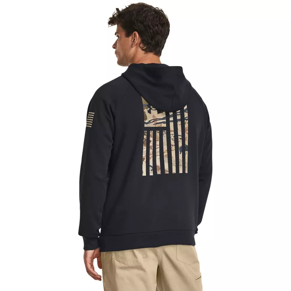 Under Armour Men's Freedom Flag Pullover Hoodie-Black/Tan - BLACK/TAN