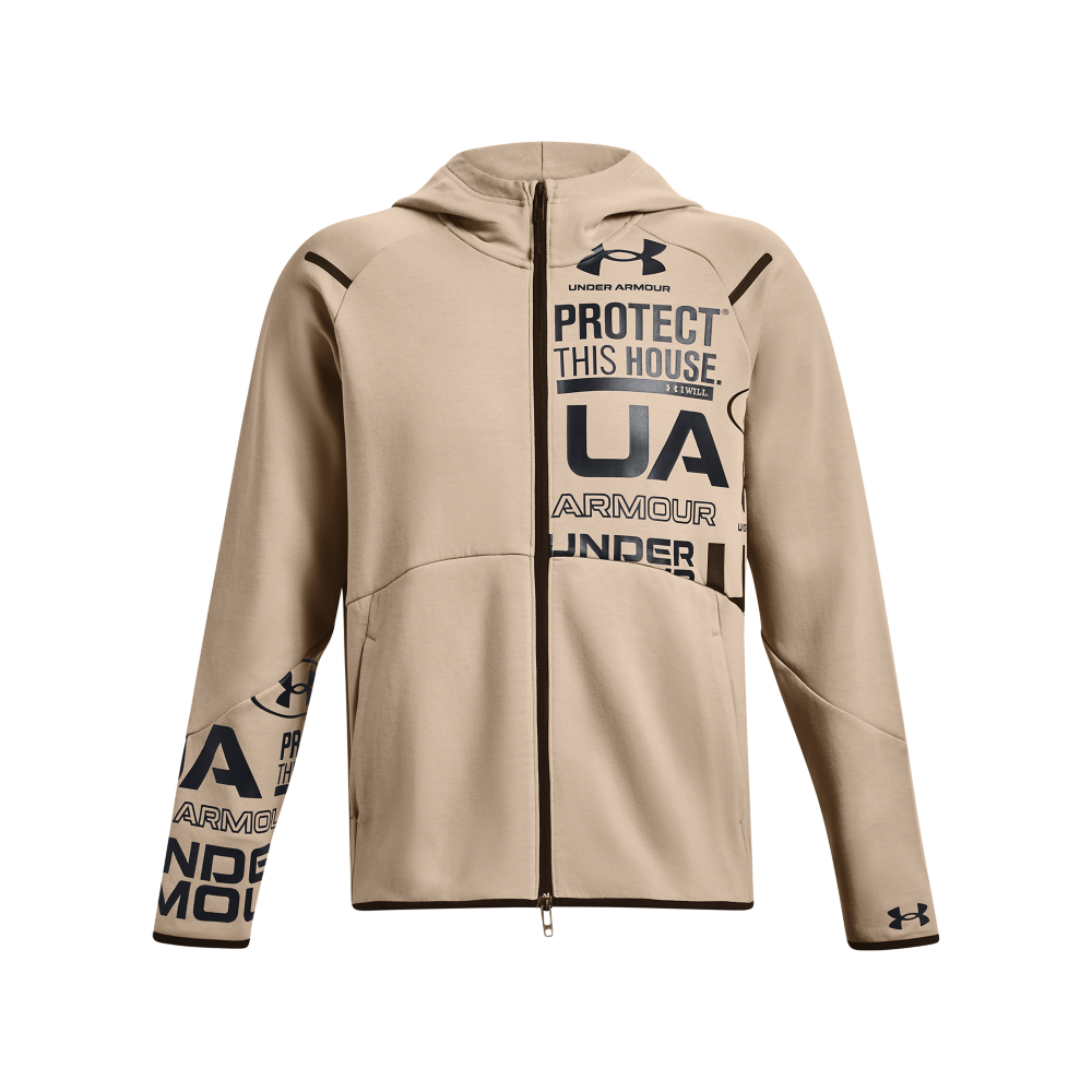 Under Armour Track Jacket 2XL Gray Logo All Over Print Full