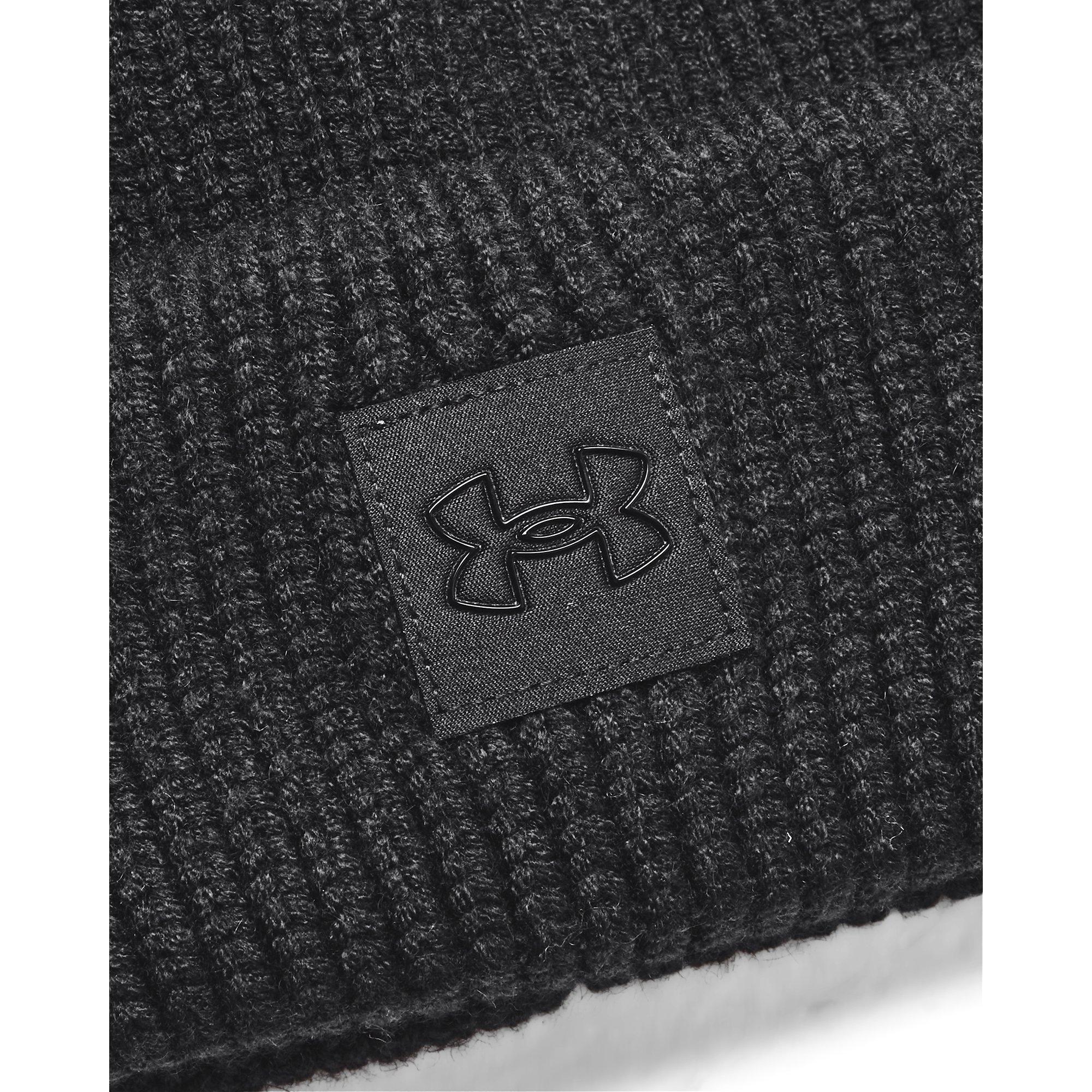 Under Armour Women's ColdGear Infrared Halftime Ribbed Pom Beanie-Black - BLACK Thumbnail View 3