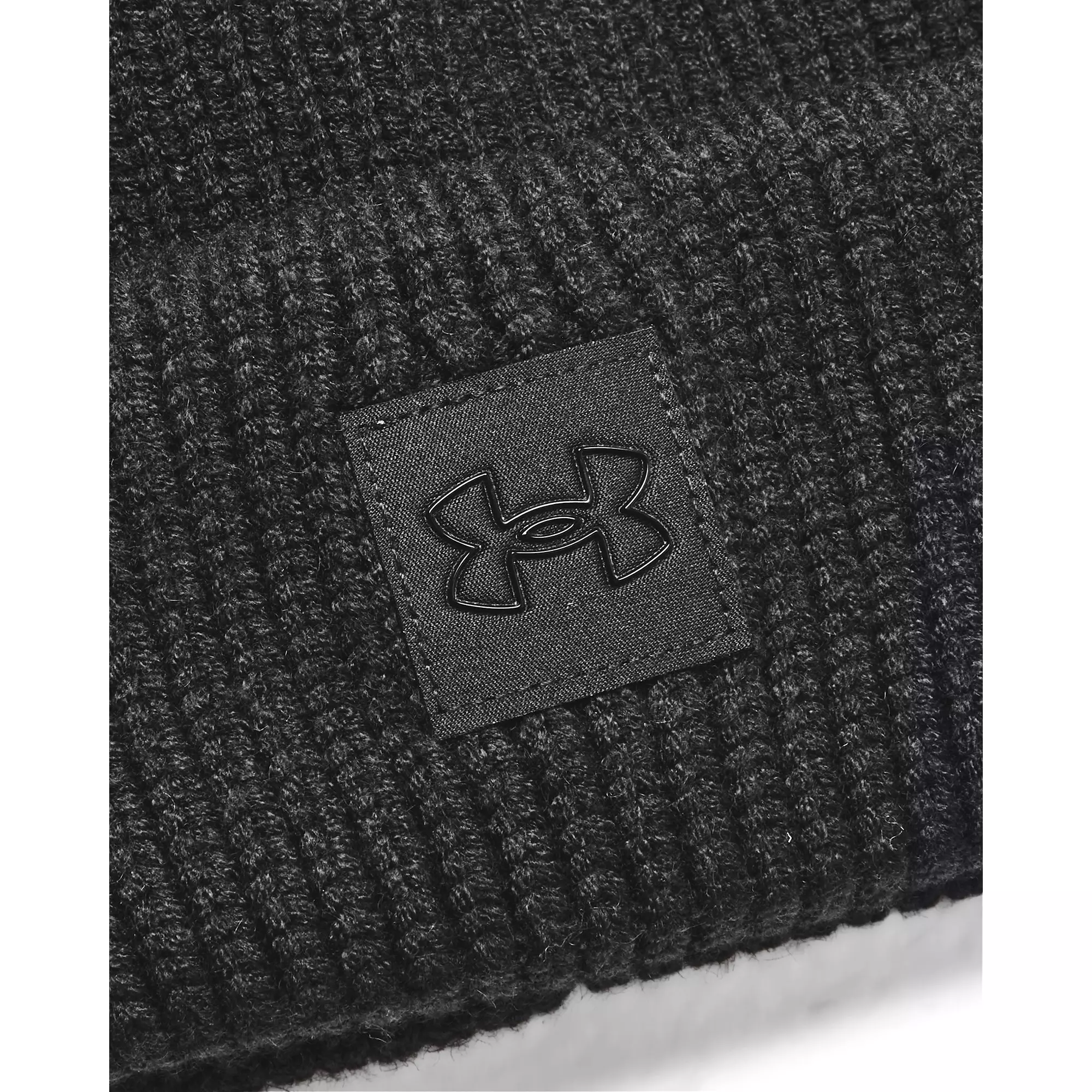 Under Armour Women's ColdGear Infrared Halftime Ribbed Pom Beanie-Black - BLACK