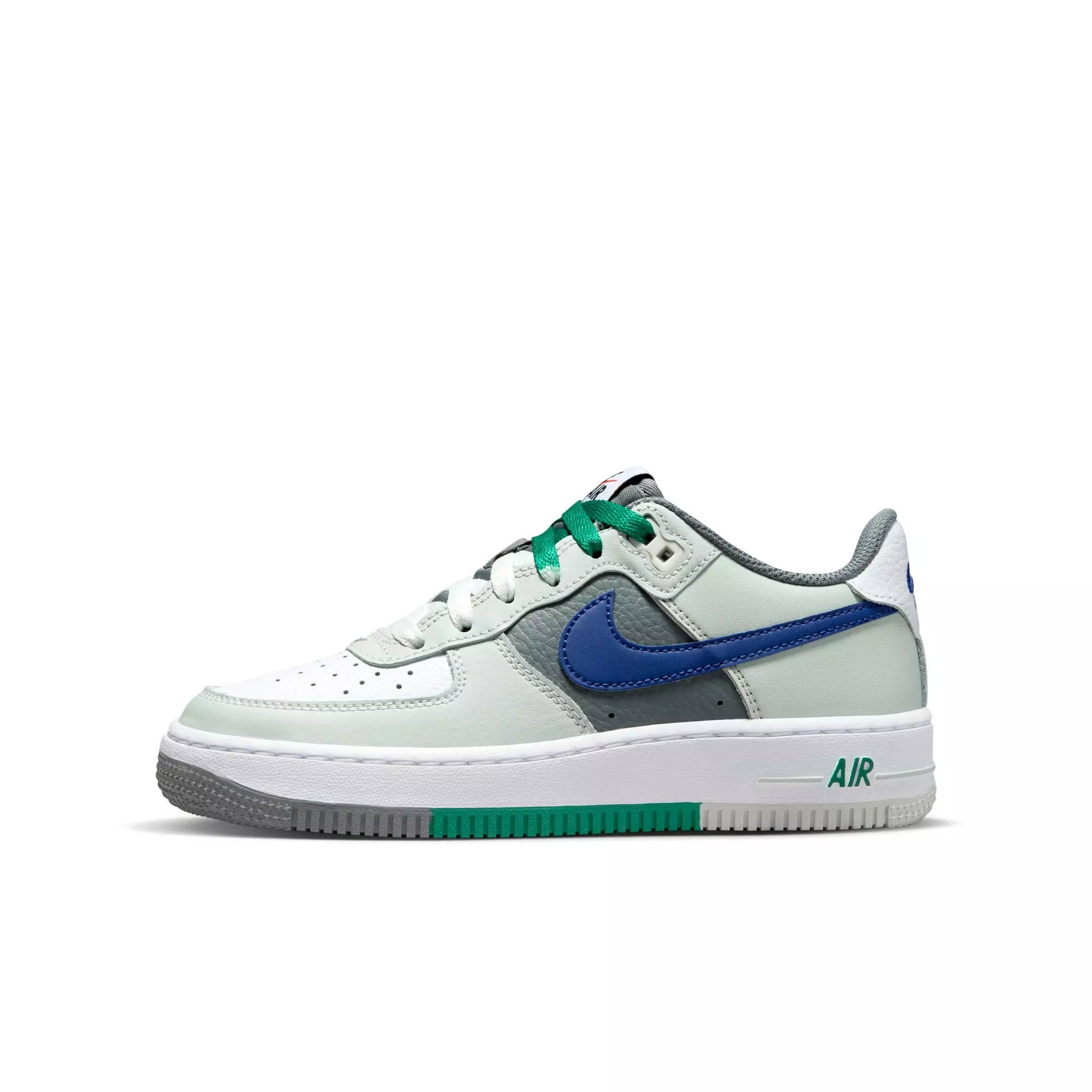 Nike Air Force 1 LV8 2 "Light Silver/Deep Royal Blue/White" Grade School Boys' Shoe - SILVER/BLUE