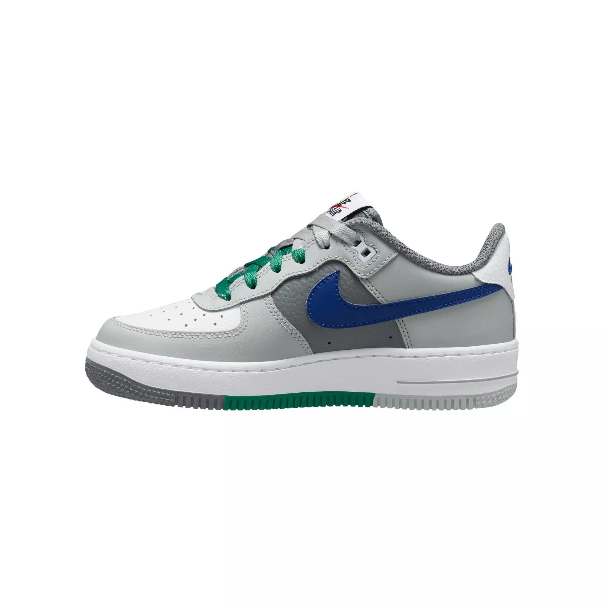 Nike Air Force 1 LV8 2 "Light Silver/Deep Royal Blue/White" Grade School Boys' Shoe - SILVER/BLUE