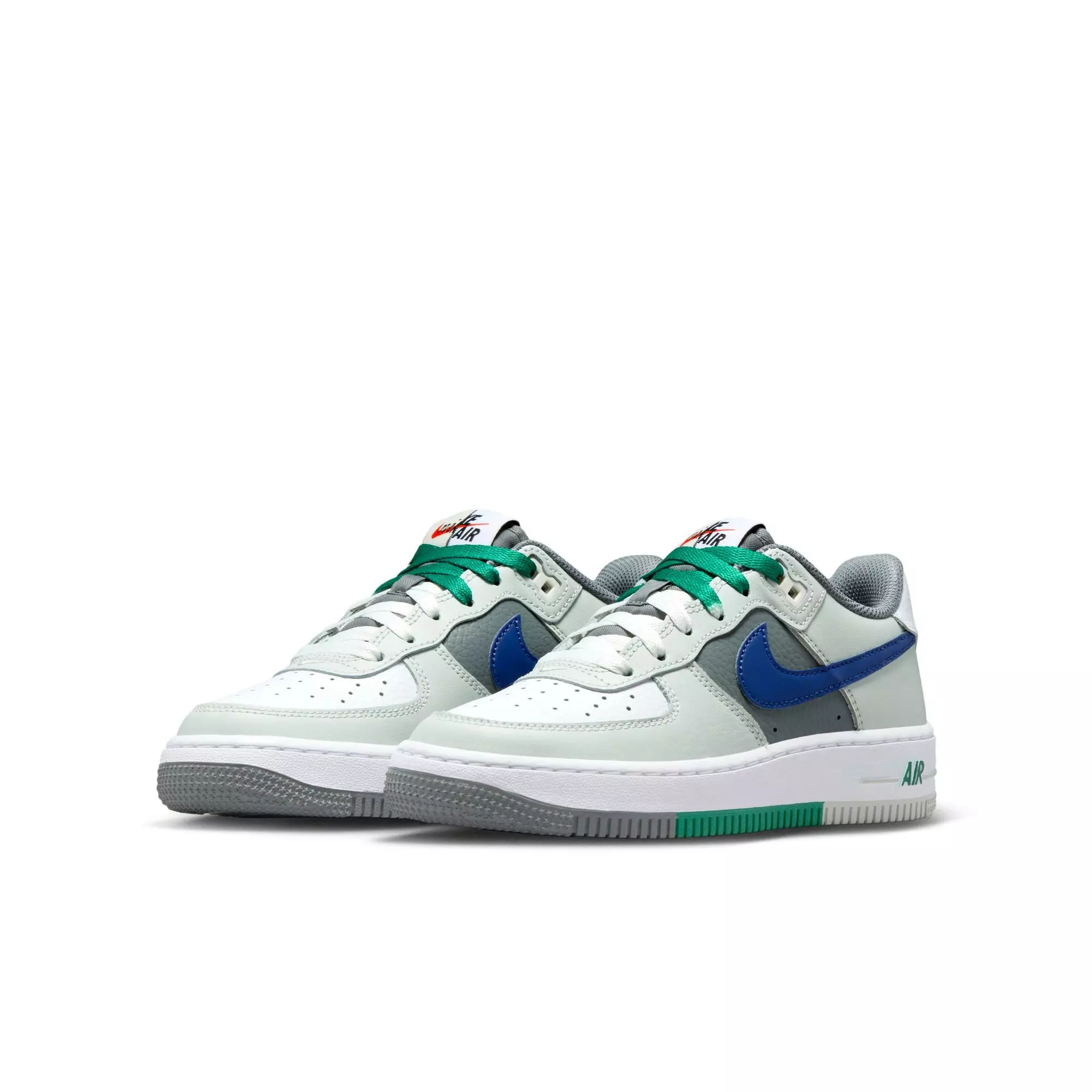 Nike Air Force 1 LV8 2 "Light Silver/Deep Royal Blue/White" Grade School Boys' Shoe - SILVER/BLUE