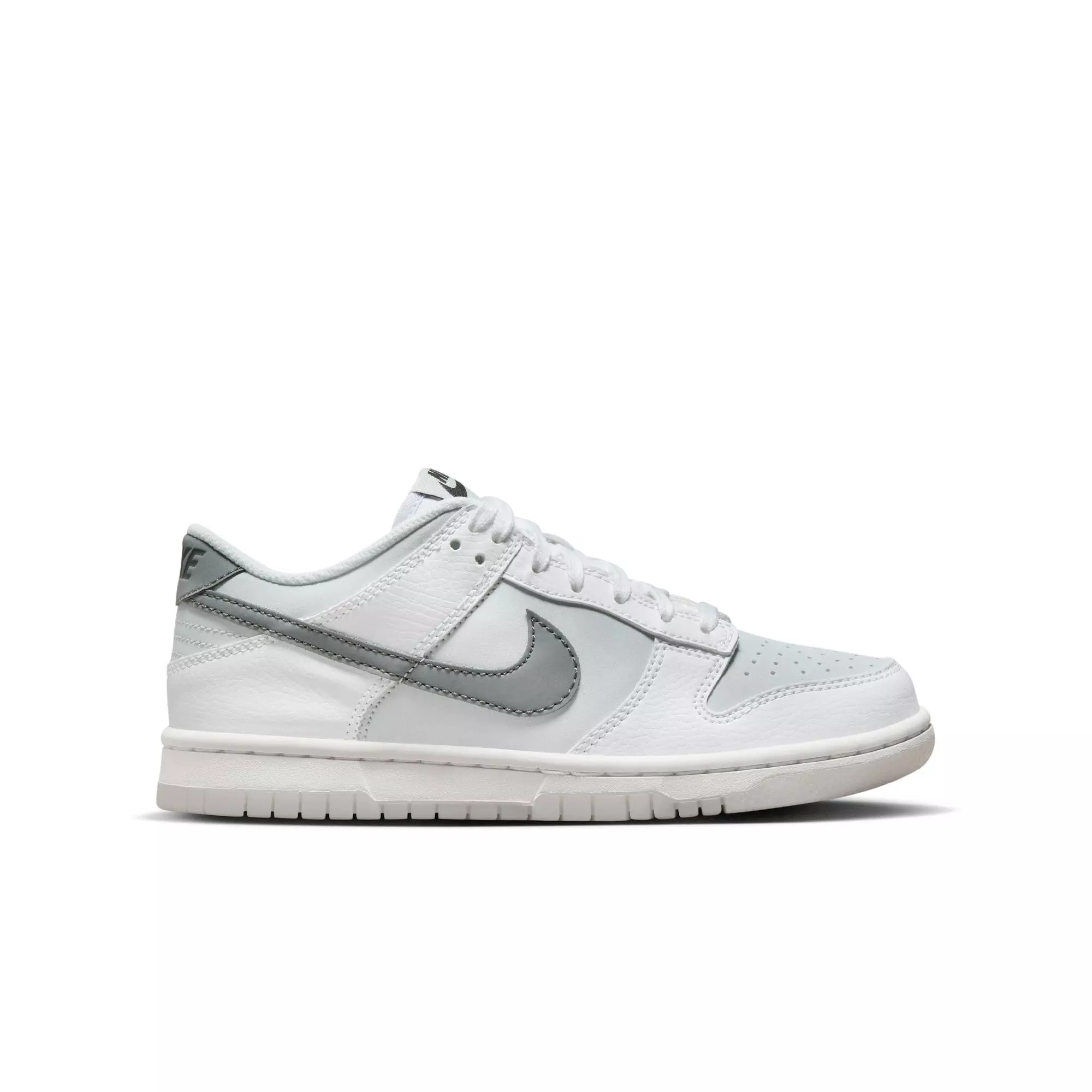 Nike Dunk Low "White/Smoke Grey/Pure Platinum" Grade School Boys' Shoe - WHITE/SILVER