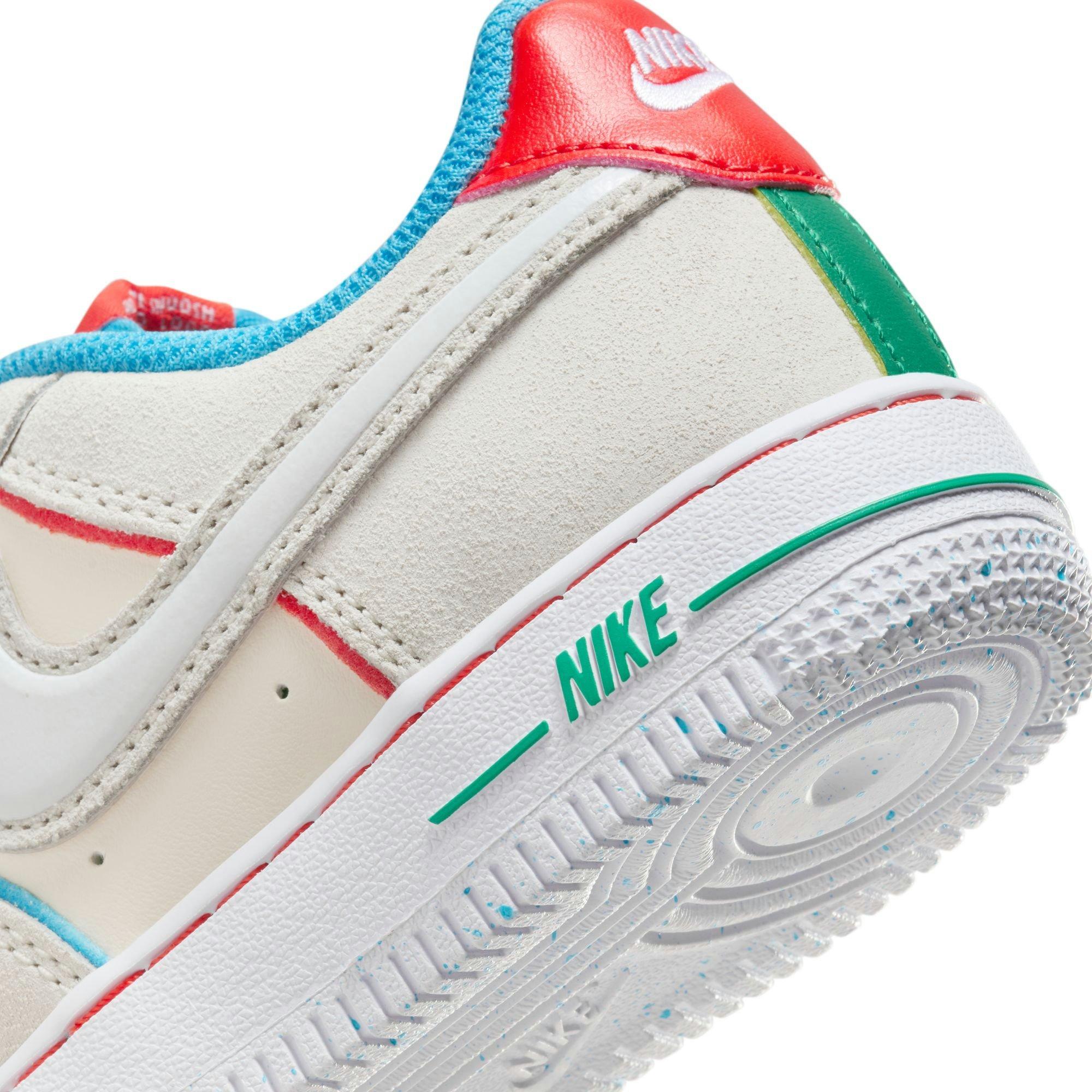 Nike Big Kids Air Force 1 LV8 2 BG (pale Ivory / WHITE-PICANTE red-baltic Blue)