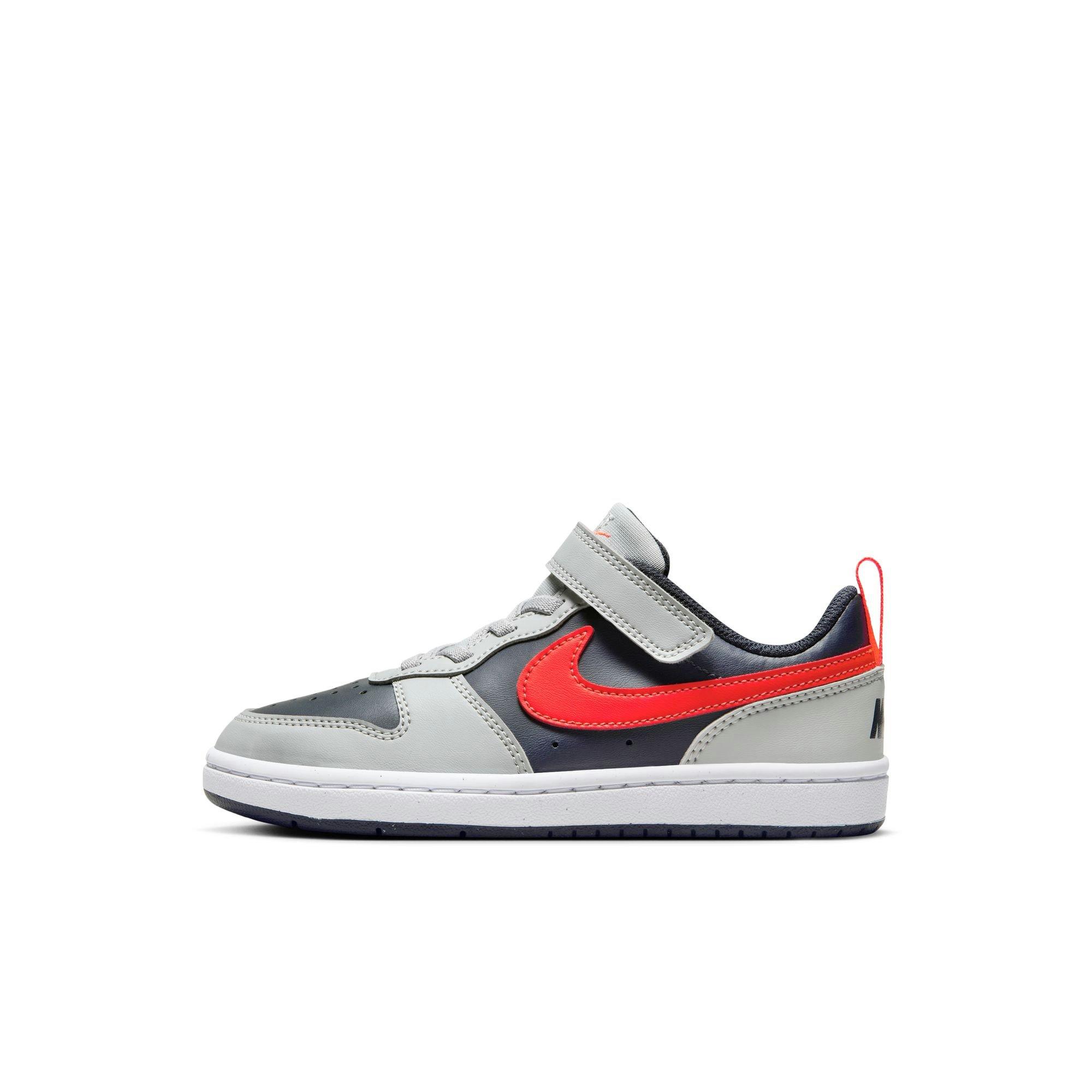 Nike Court Borough Low Recraft "Lt Smoke Grey/Bright Crimson" Preschool Boys' Shoe - GREY/RED Thumbnail View 3