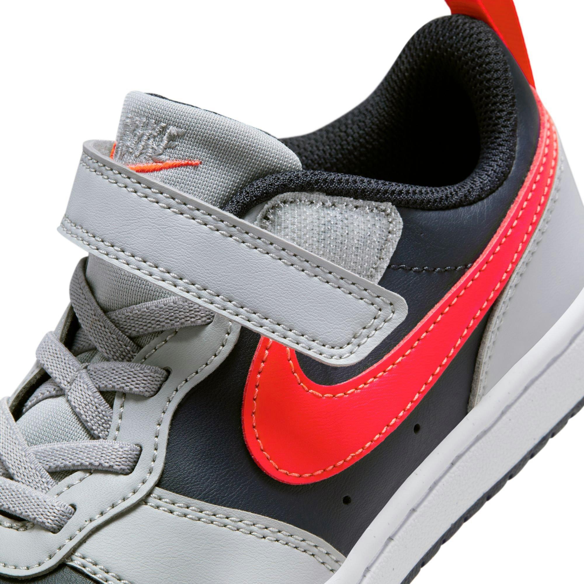 Nike Court Borough Low Recraft "Lt Smoke Grey/Bright Crimson" Preschool Boys' Shoe - GREY/RED Thumbnail View 11