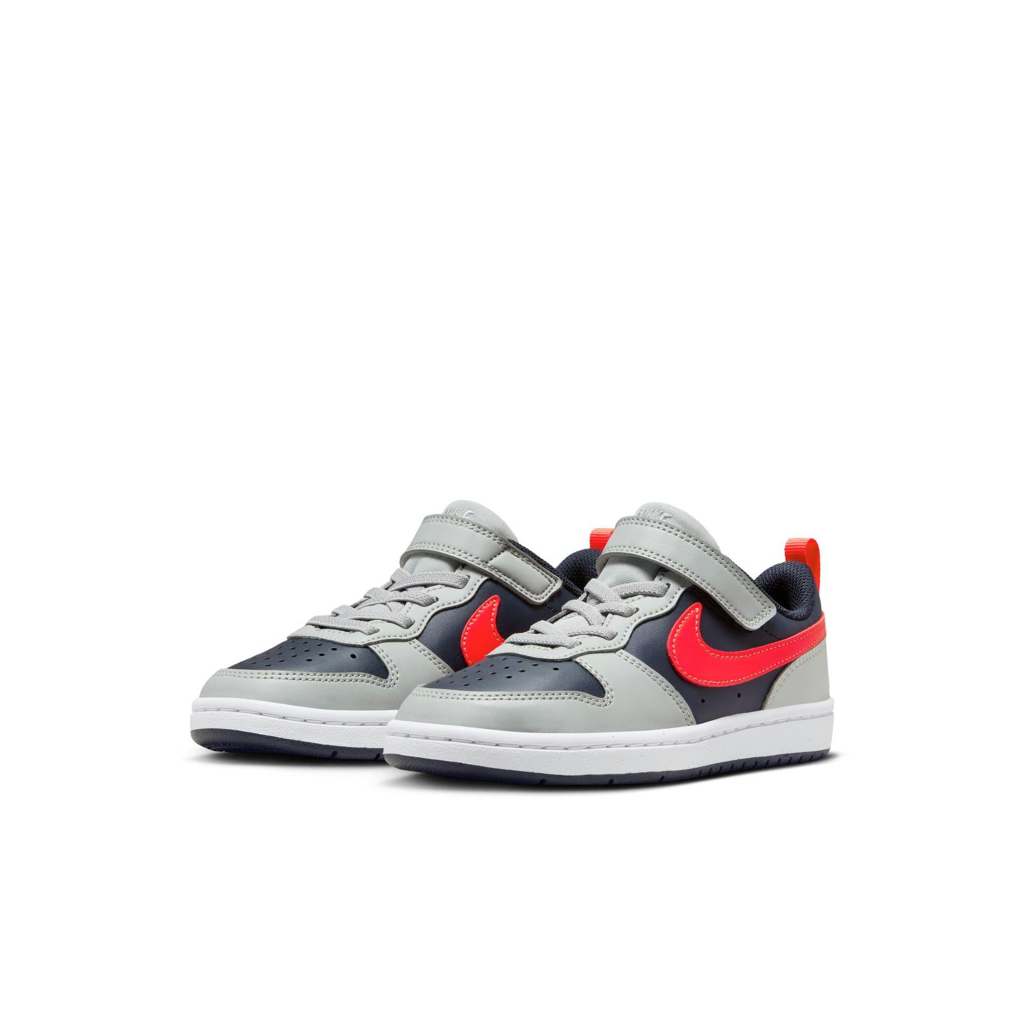 Nike Court Borough Low Recraft "Lt Smoke Grey/Bright Crimson" Preschool Boys' Shoe - GREY/RED Thumbnail View 5