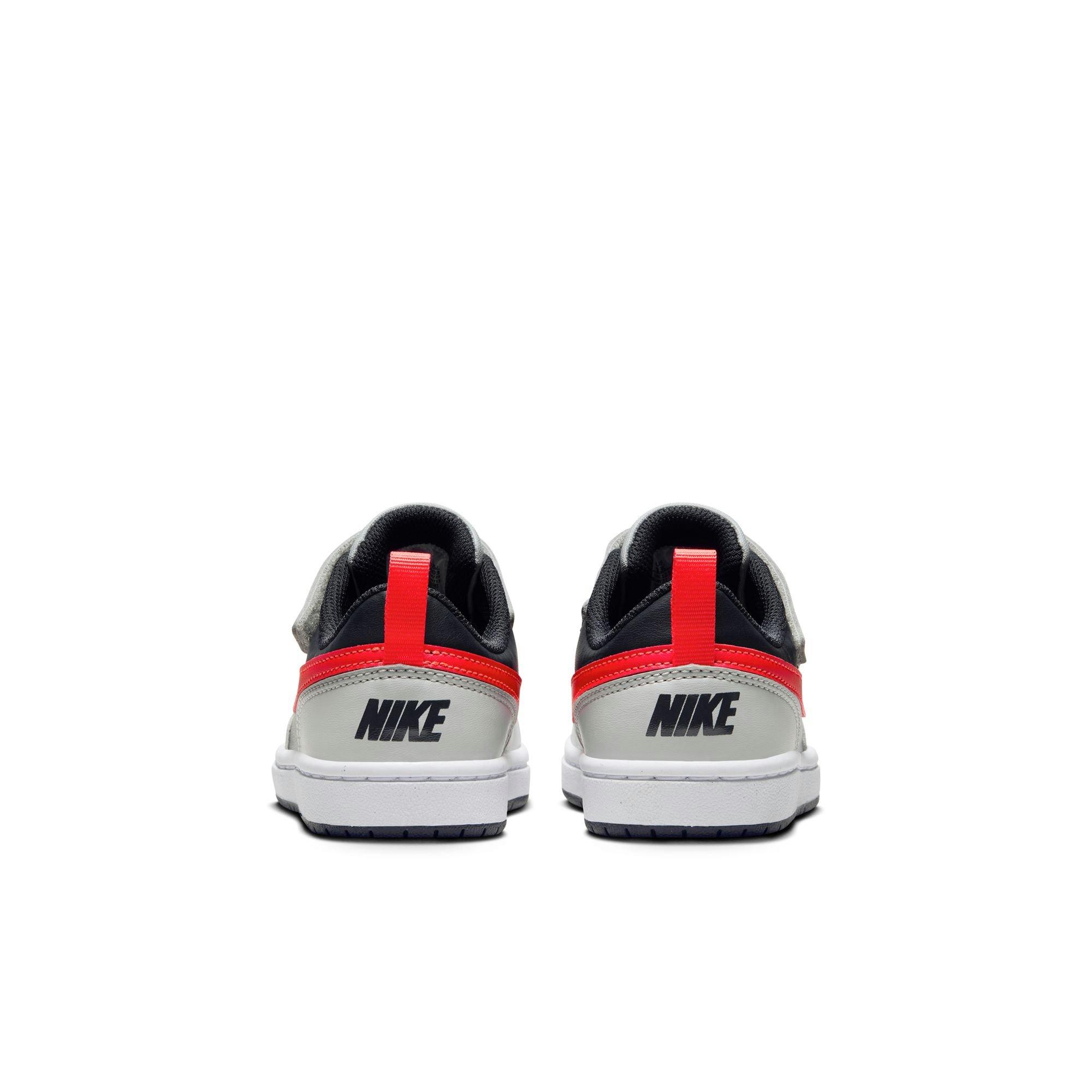Nike Court Borough Low Recraft "Lt Smoke Grey/Bright Crimson" Preschool Boys' Shoe - GREY/RED Thumbnail View 6