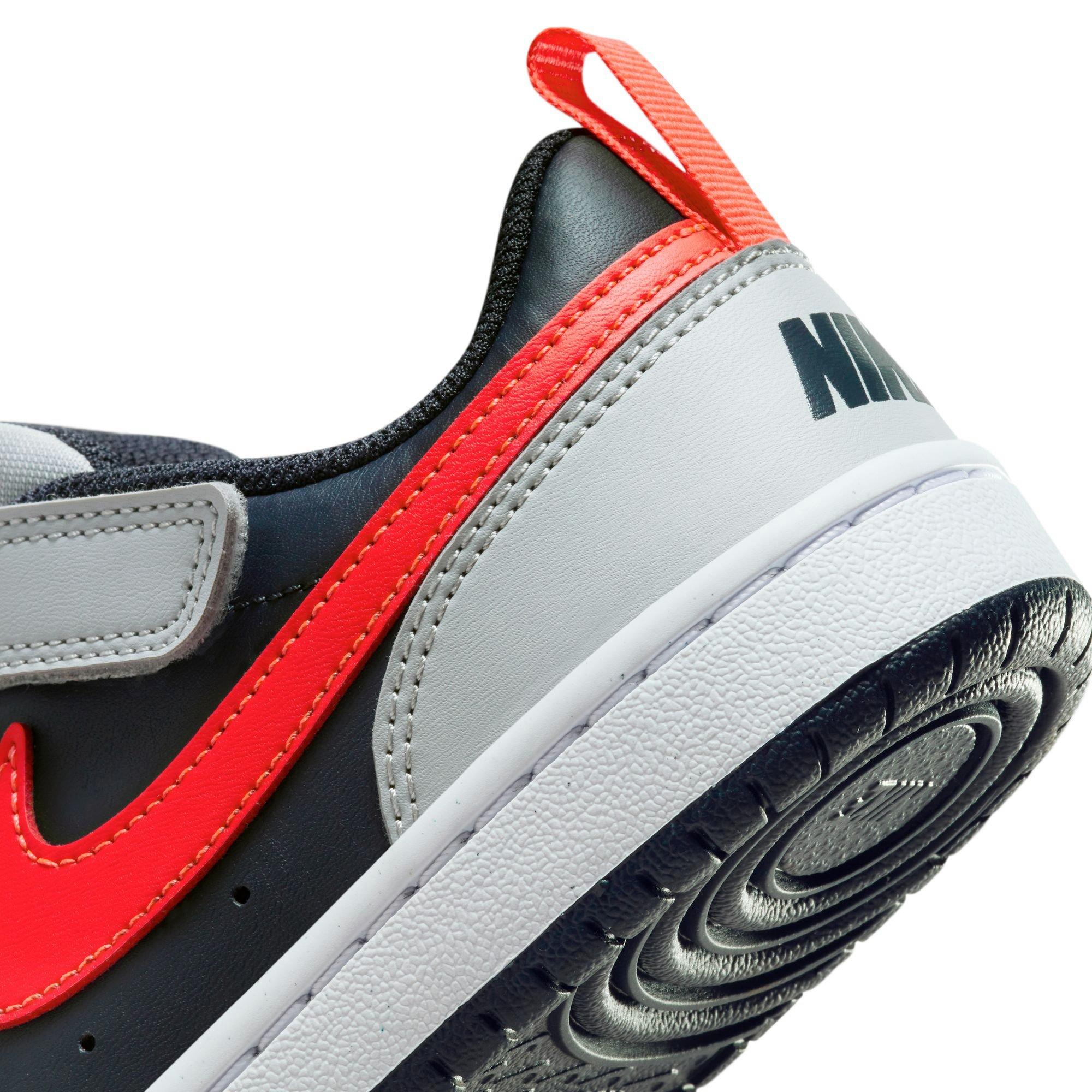 Nike Court Borough Low Recraft "Lt Smoke Grey/Bright Crimson" Preschool Boys' Shoe - GREY/RED Thumbnail View 9