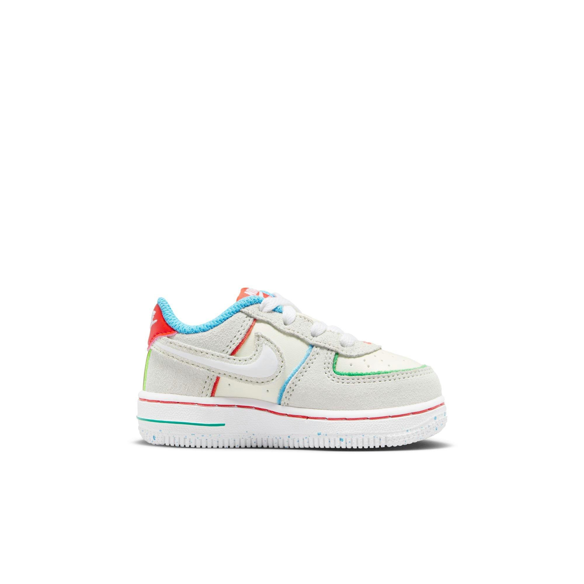 Nike Big Kids Air Force 1 LV8 2 BG (pale Ivory / WHITE-PICANTE red-baltic Blue)