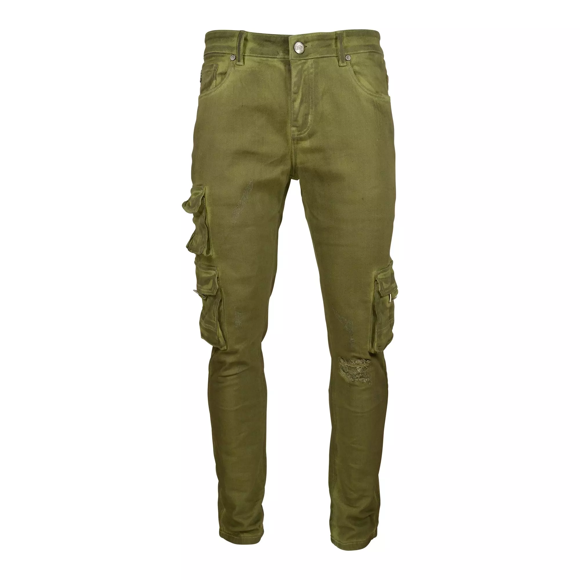 Grindhouse Men's Green Overdye Cargo Pocket Denim Pants - GREEN