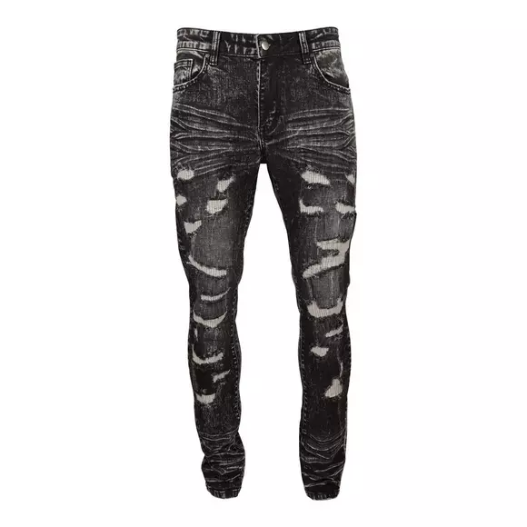 Grindhouse Men's Black Multi Ripped Stacked Flare Fit Jeans - Hibbett ...