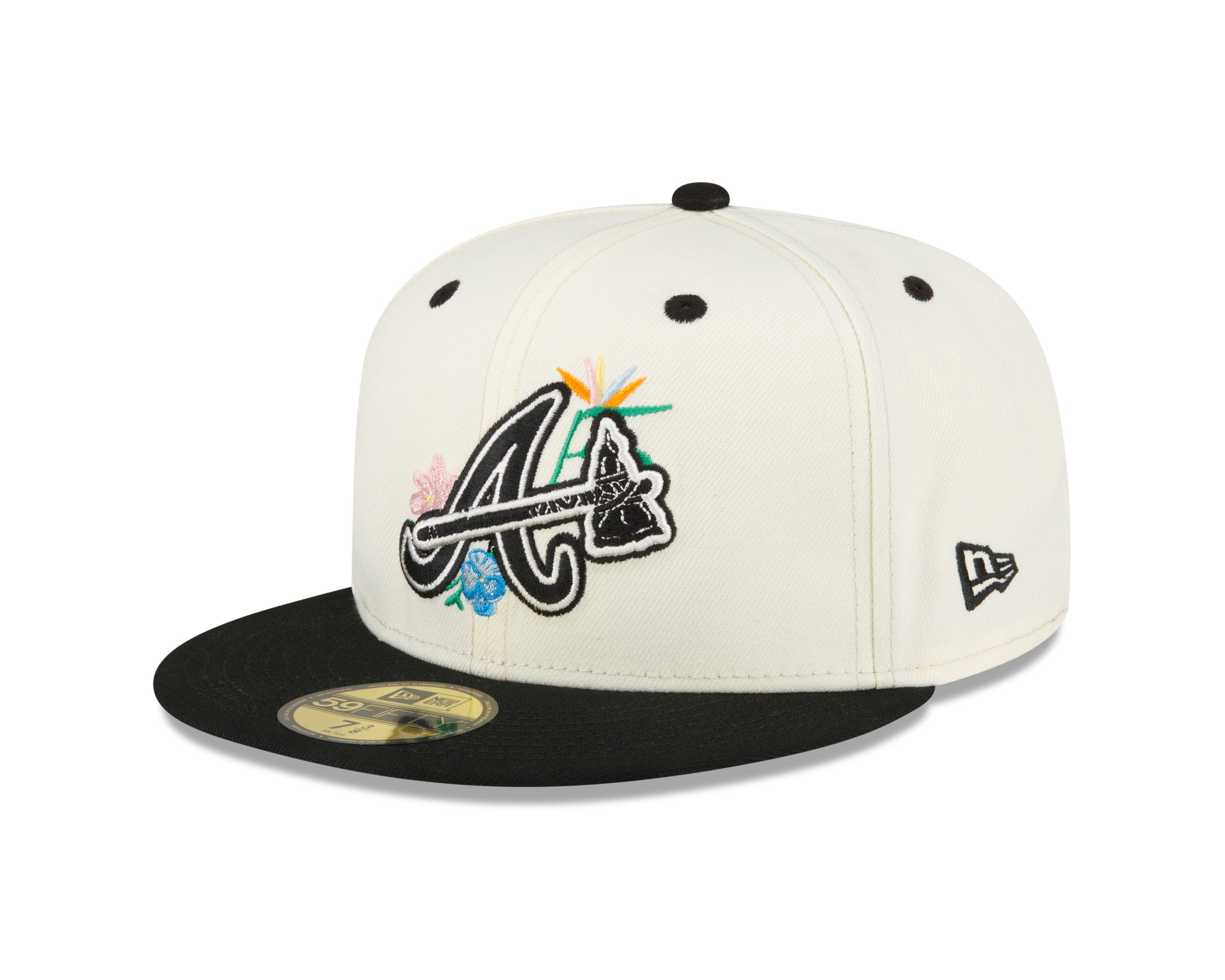 New Era Atlanta Braves 59FIFTY Fitted HatFloral Chrome White View 1