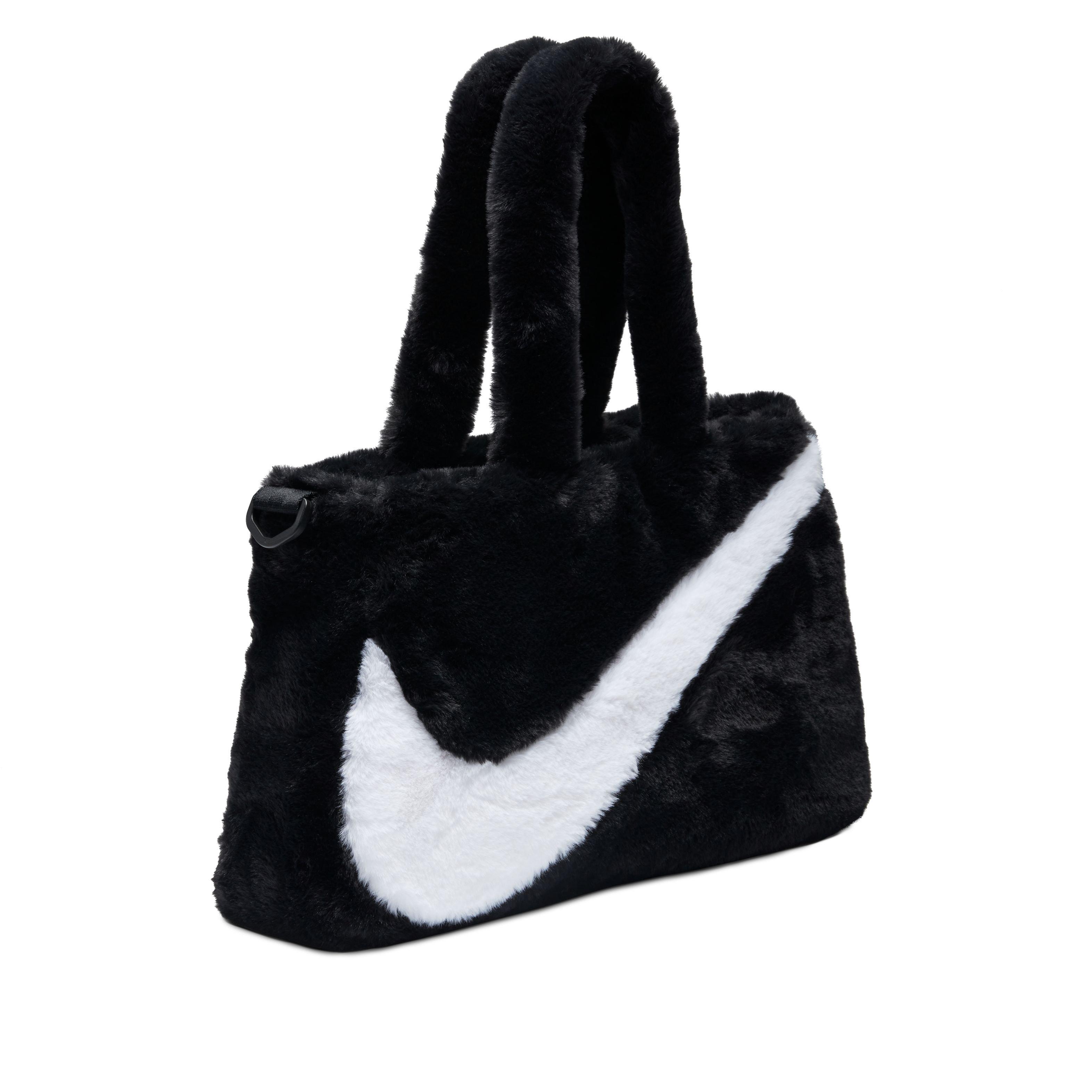 Nike Women's Sportswear Faux Fur Tote Bag-Black - BLACK Thumbnail View 3