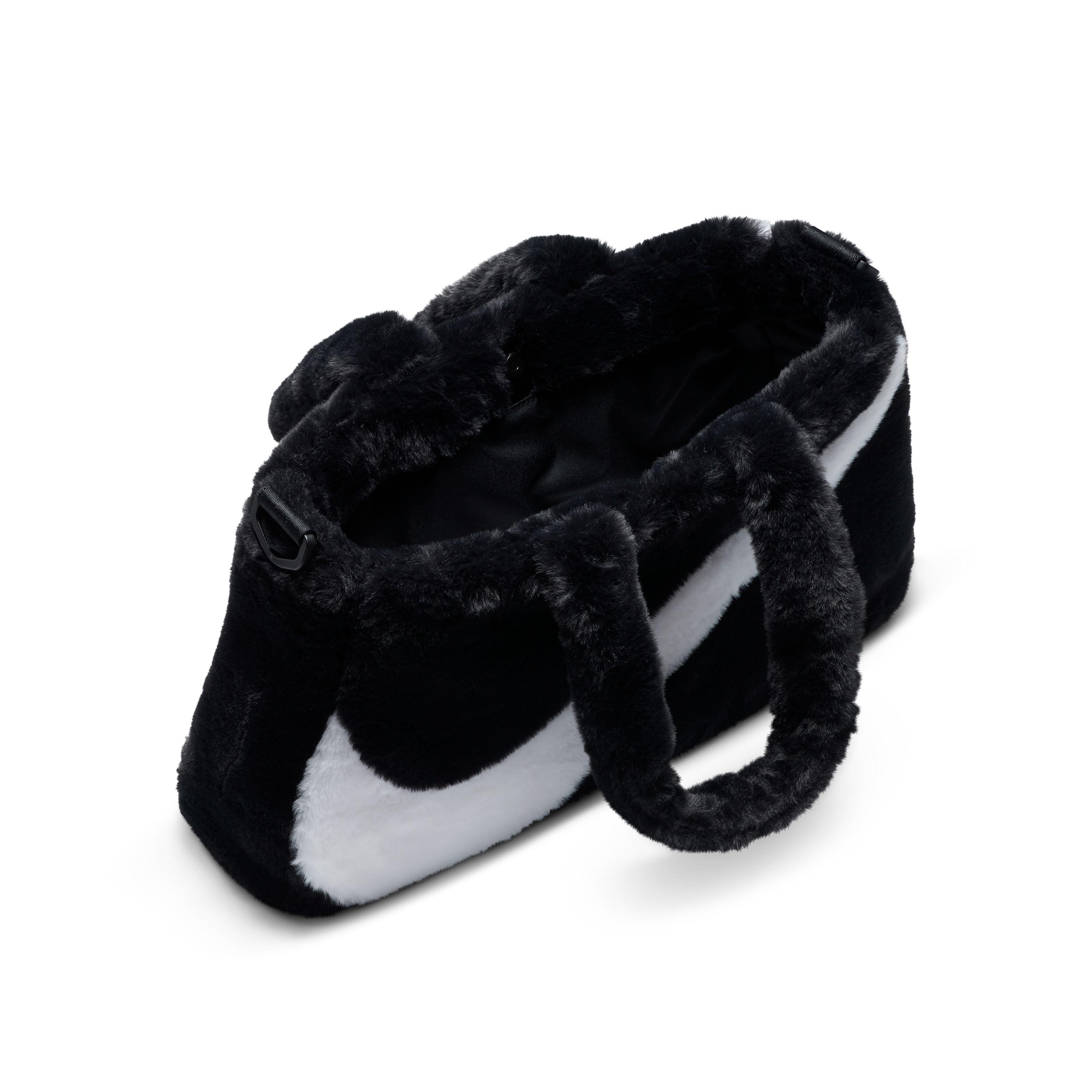Nike Women's Sportswear Faux Fur Tote Bag-Black - BLACK Thumbnail View 4
