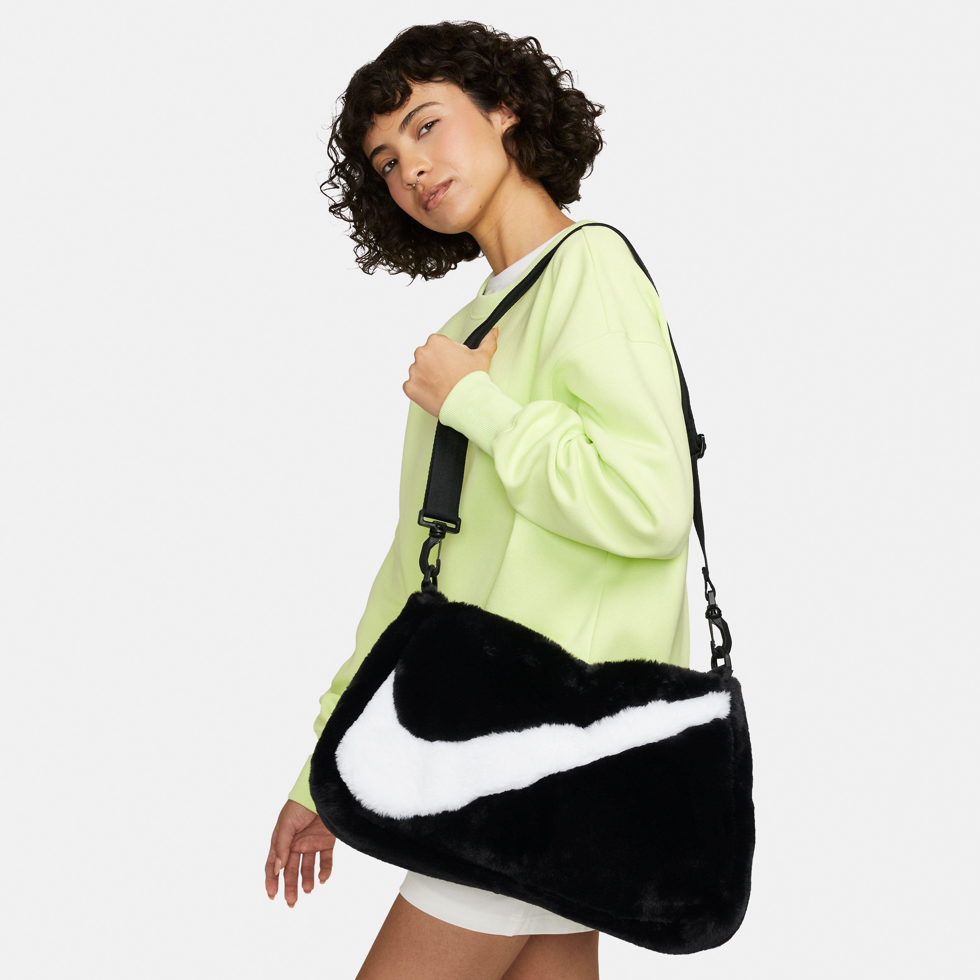 Nike Women's Sportswear Faux Fur Tote Bag-Black - BLACK Thumbnail View 8