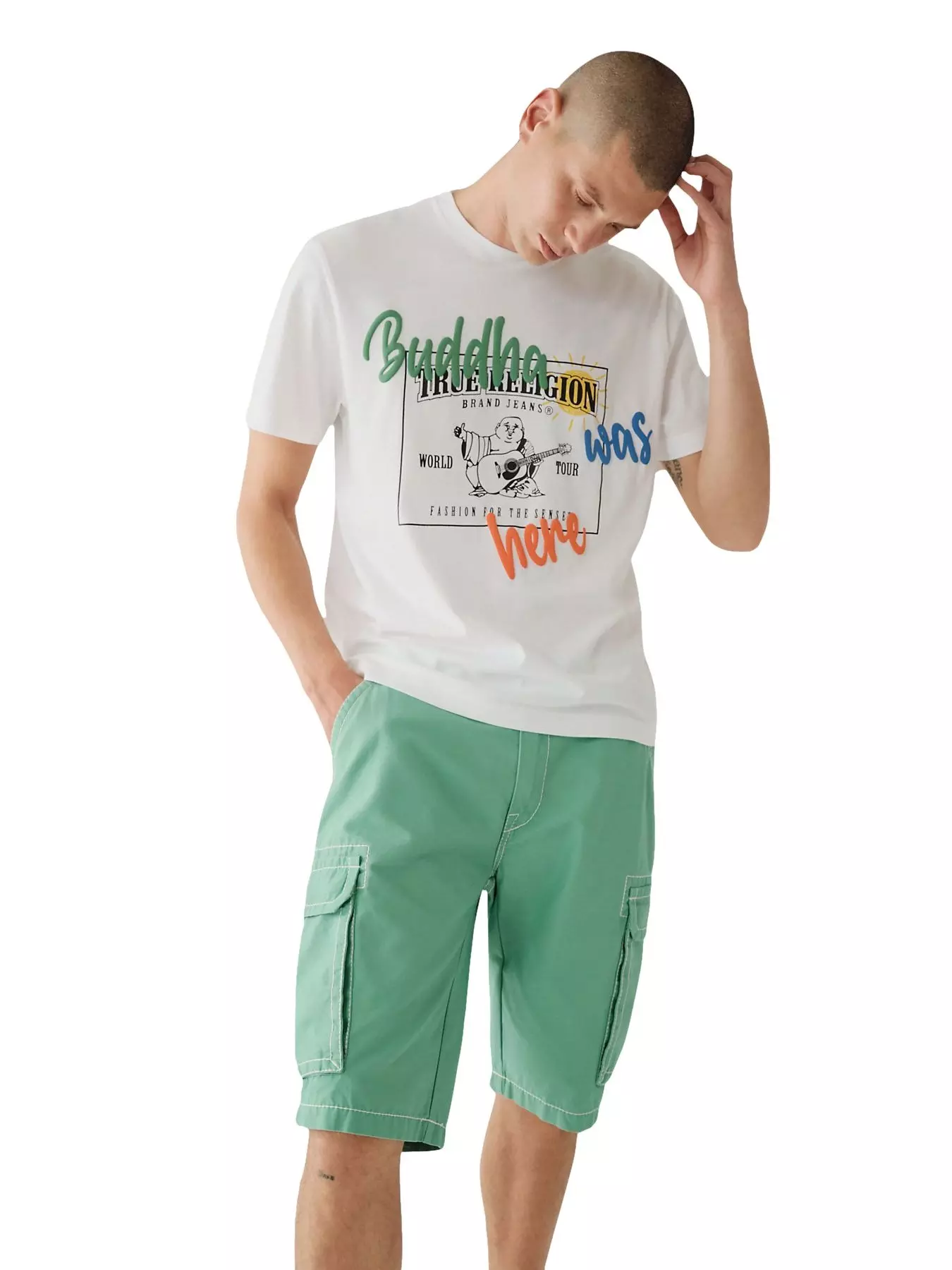 True Religion Men's Relaxed Buddha Was Here - WHITE