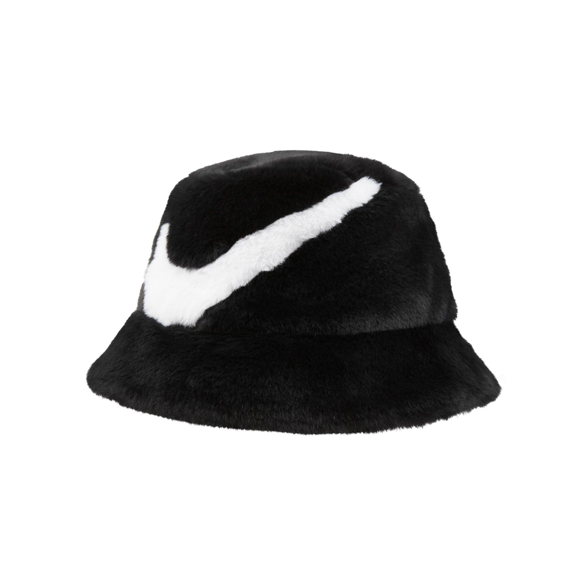 Reversible Black And White Cow Print Fuzzy Black Bucket Hat For