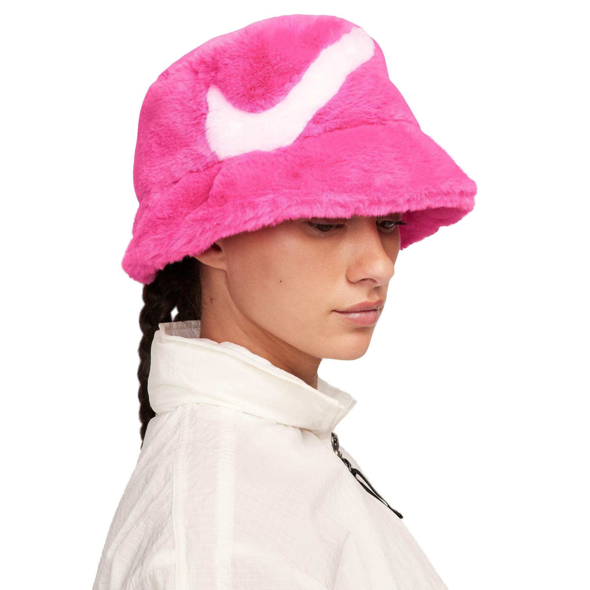 Nike Apex Faux-Fur Swoosh Bucket Hat-Pink - Hibbett