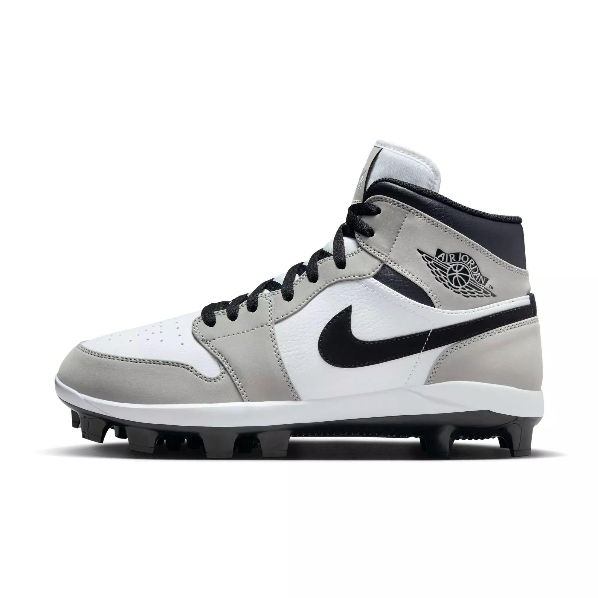 Jordan 1 Retro MCS "Lt Smoke Grey/Black/White" Men's Baseball Cleat - GREY/BLACK/WHITE