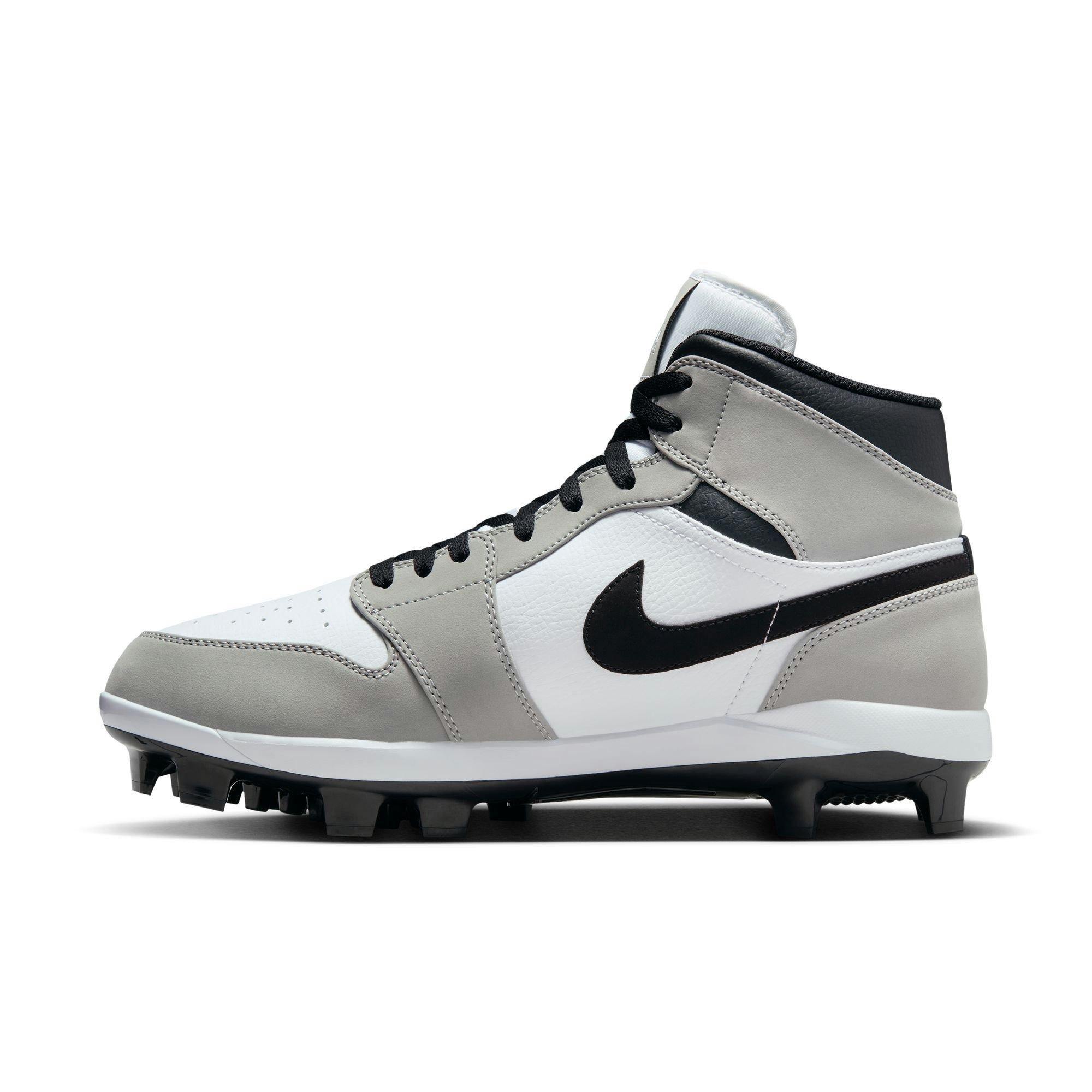 Jordan 1 Retro MCS "Lt Smoke Grey/Black/White" Men's Baseball Cleat - GREY/BLACK/WHITE Thumbnail View 4
