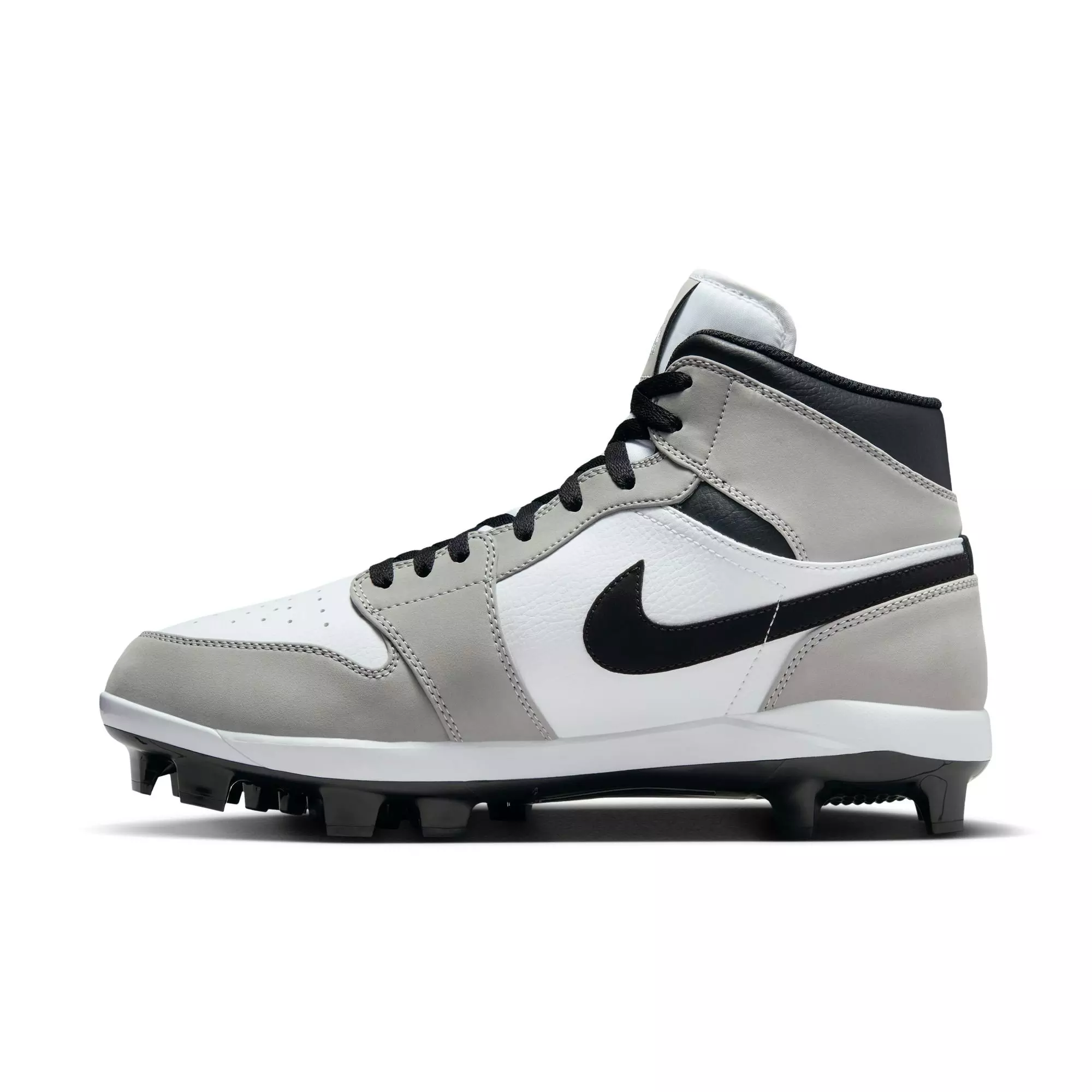 Jordan 1 Retro MCS "Lt Smoke Grey/Black/White" Men's Baseball Cleat - GREY/BLACK/WHITE