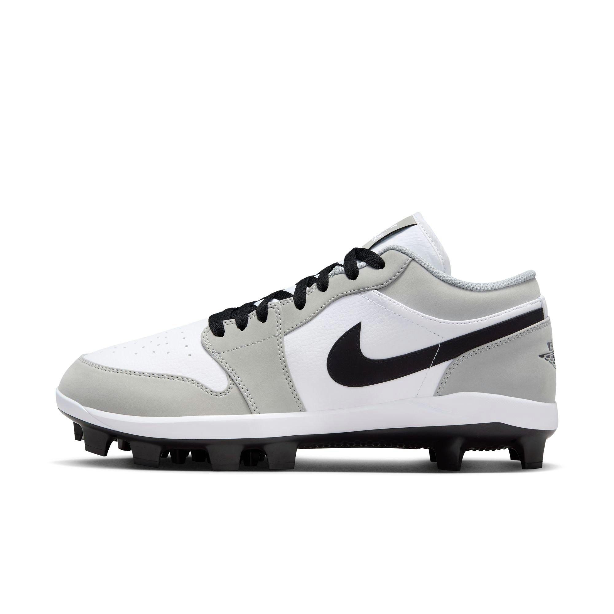 Jordan 1 Retro MCS Low "Lt Smoke Grey/Black/White" Men's Baseball Cleat - GREY/BLACK/WHITE Thumbnail View 3