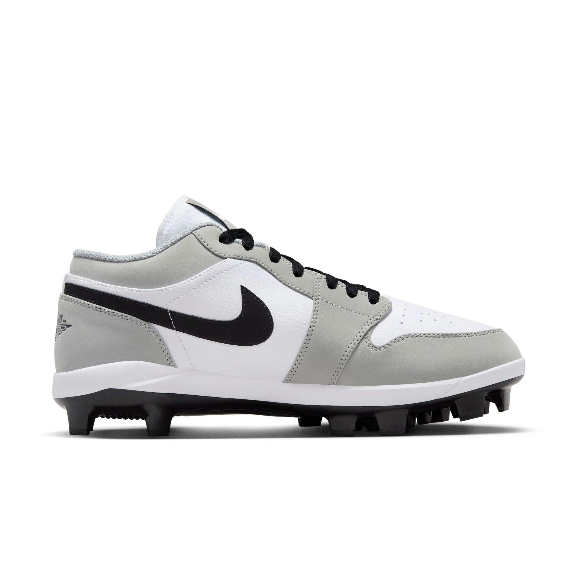 Jordan 1 Retro MCS Low Lt Smoke Grey Black White Men s Baseball Cleat