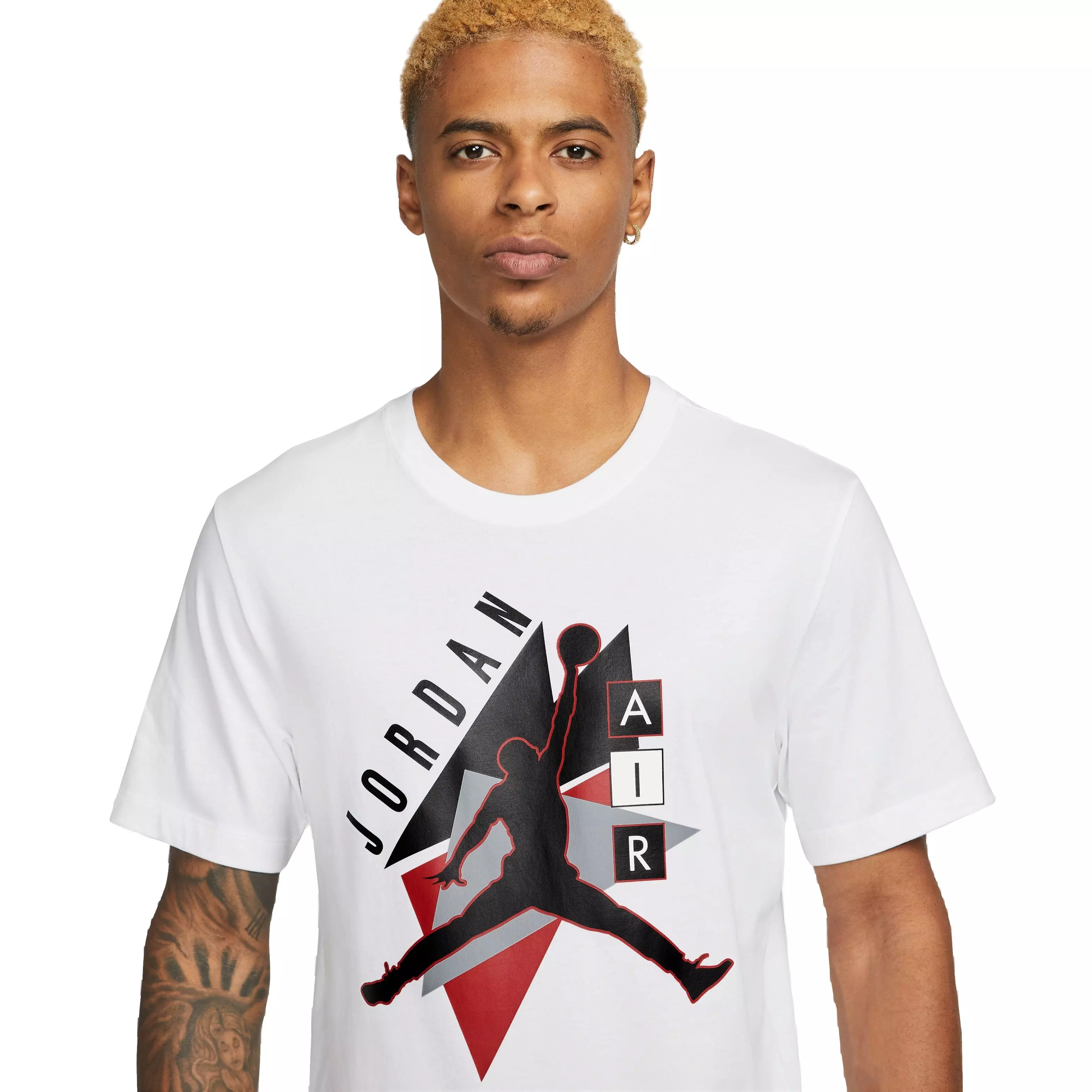 Jordan Men's Brand Graphic 3 Tee-White/Black/Red - WHITE/BLACK/RED