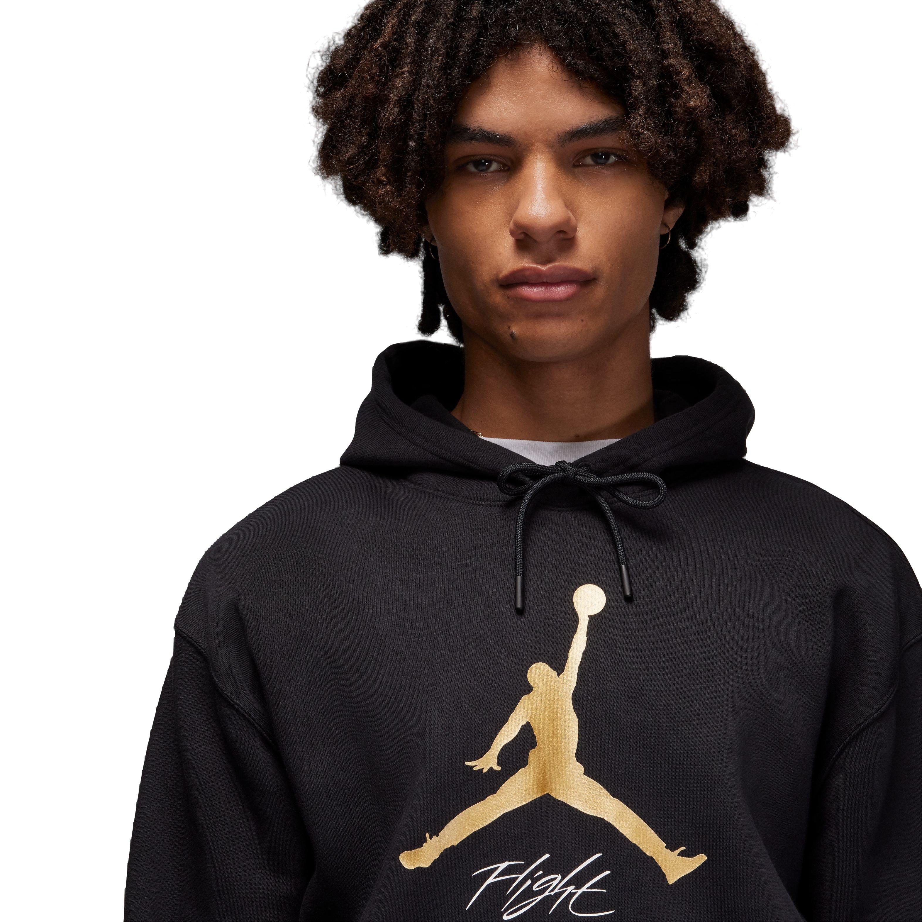 Jordan Men's Gratitude Essentials Baseline Fleece Pullover Hoodie - BLACK/GOLD Thumbnail View 3