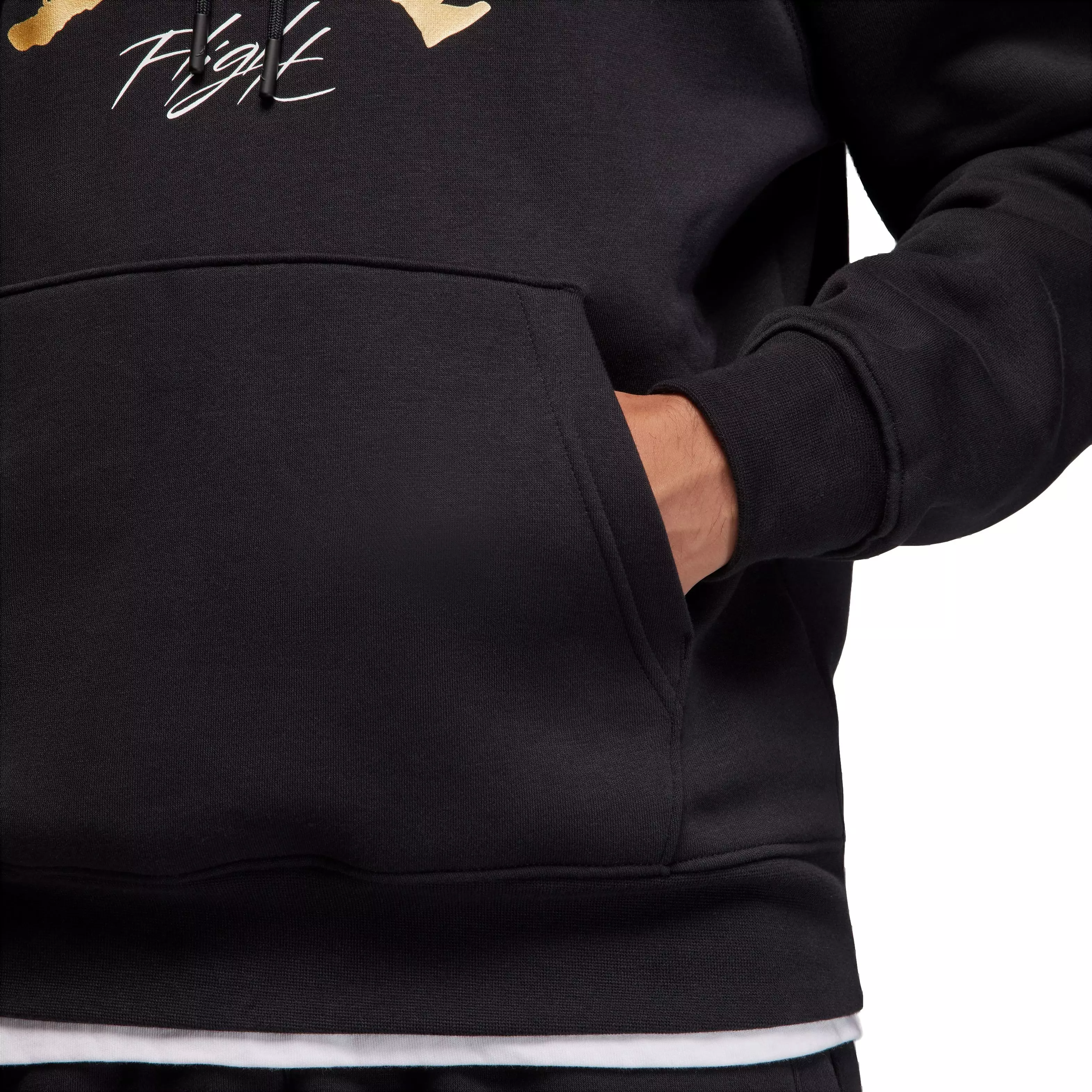 Jordan Men's Gratitude Essentials Baseline Fleece Pullover Hoodie - BLACK/GOLD
