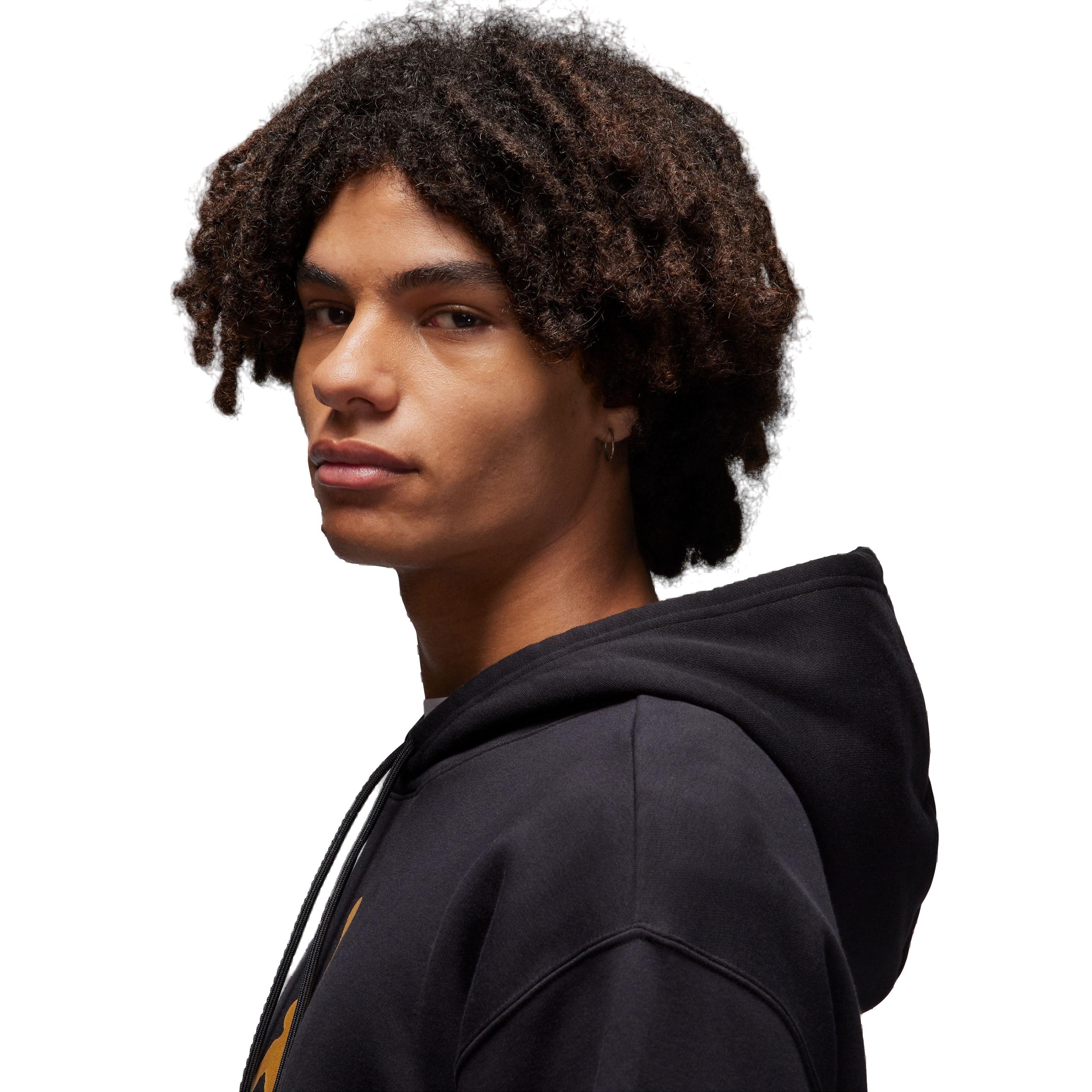 Jordan Men's Gratitude Essentials Baseline Fleece Pullover Hoodie - BLACK/GOLD Thumbnail View 5