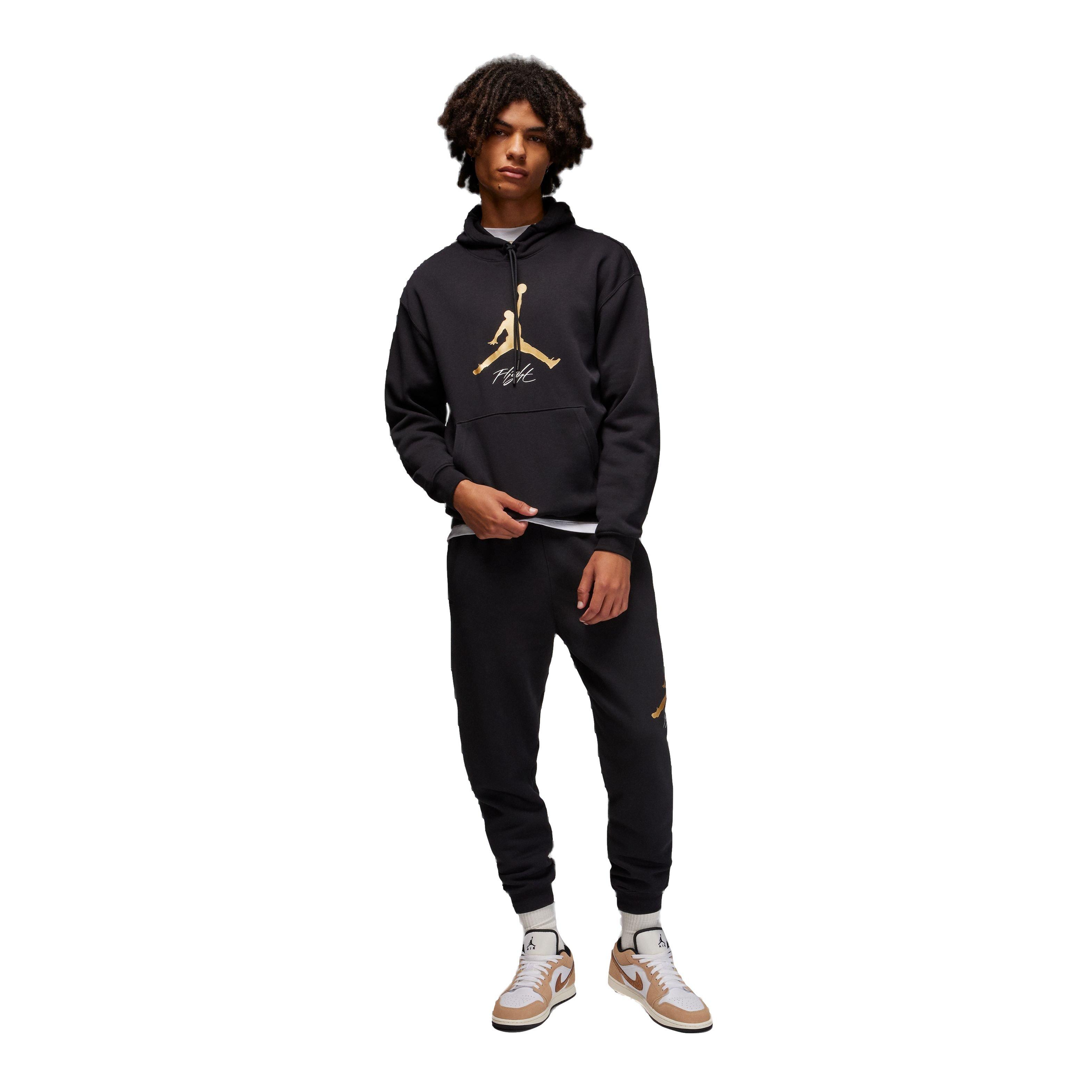 Jordan Men's Gratitude Essentials Baseline Fleece Pullover Hoodie - BLACK/GOLD Thumbnail View 6
