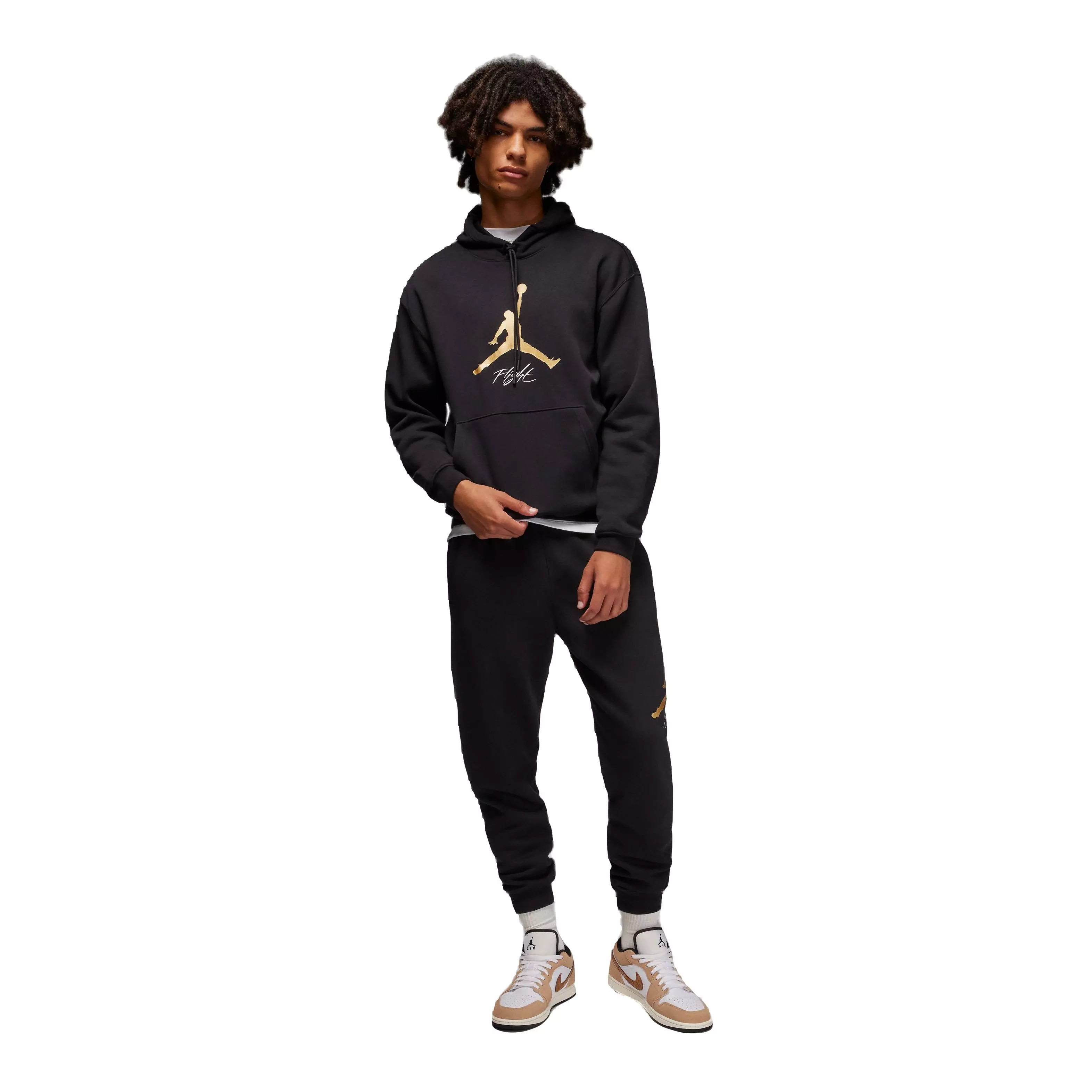 Jordan Men's Gratitude Essentials Baseline Fleece Pullover Hoodie - BLACK/GOLD