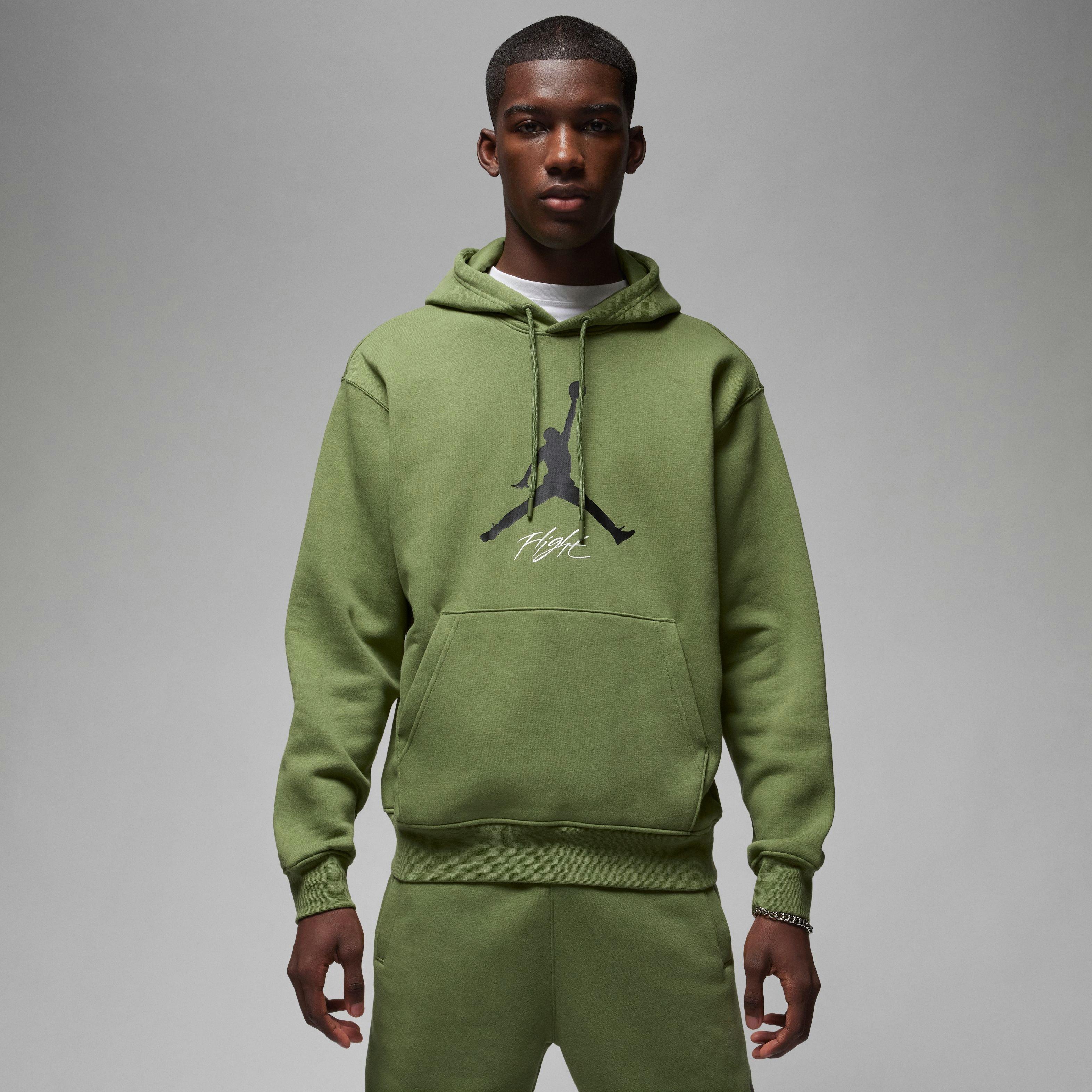 Jordan Men's Essentials Fleece Baseline Pullover Hoodie-Olive - OLIVE Thumbnail View 4