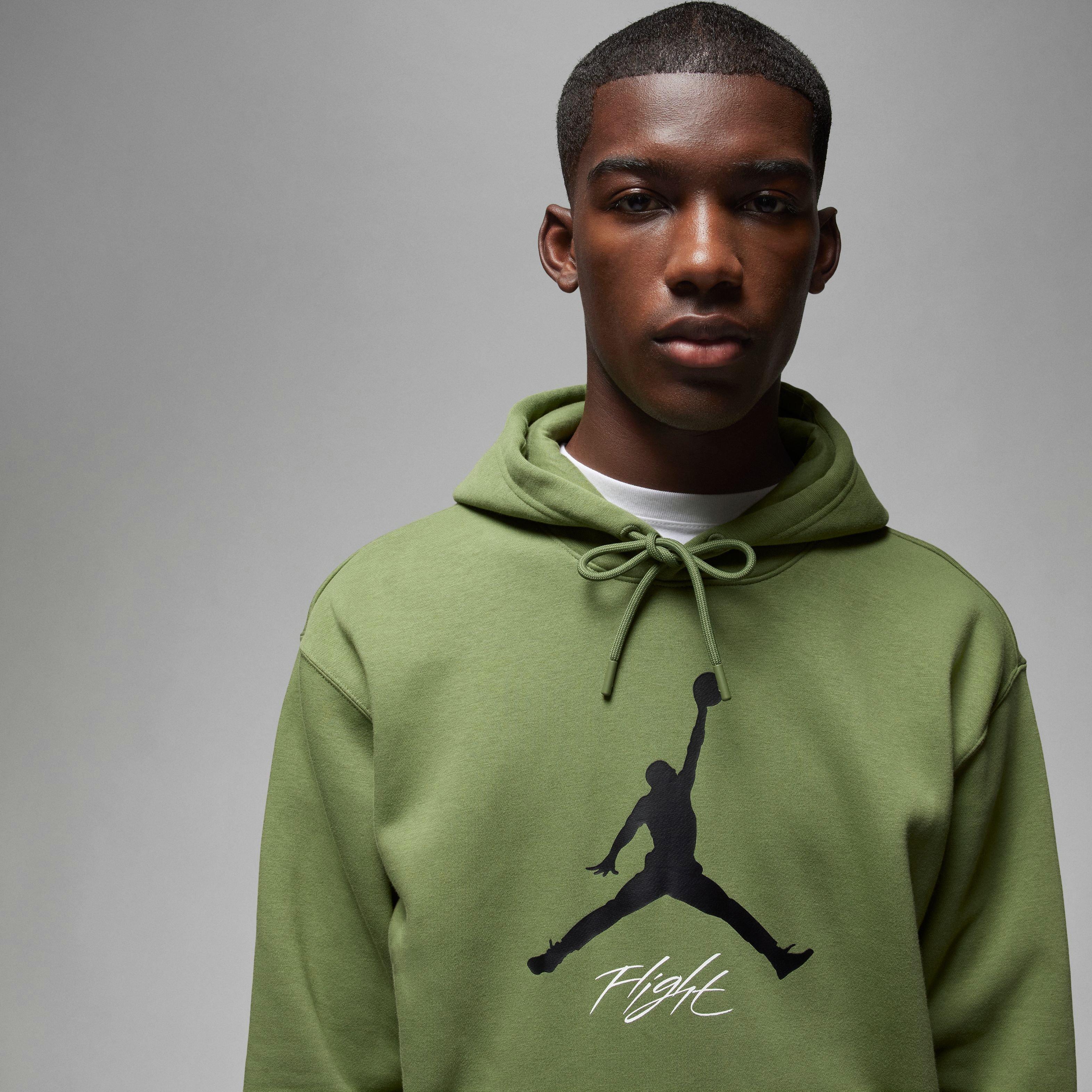 Jordan Men's Essentials Fleece Baseline Pullover Hoodie-Olive - OLIVE Thumbnail View 9