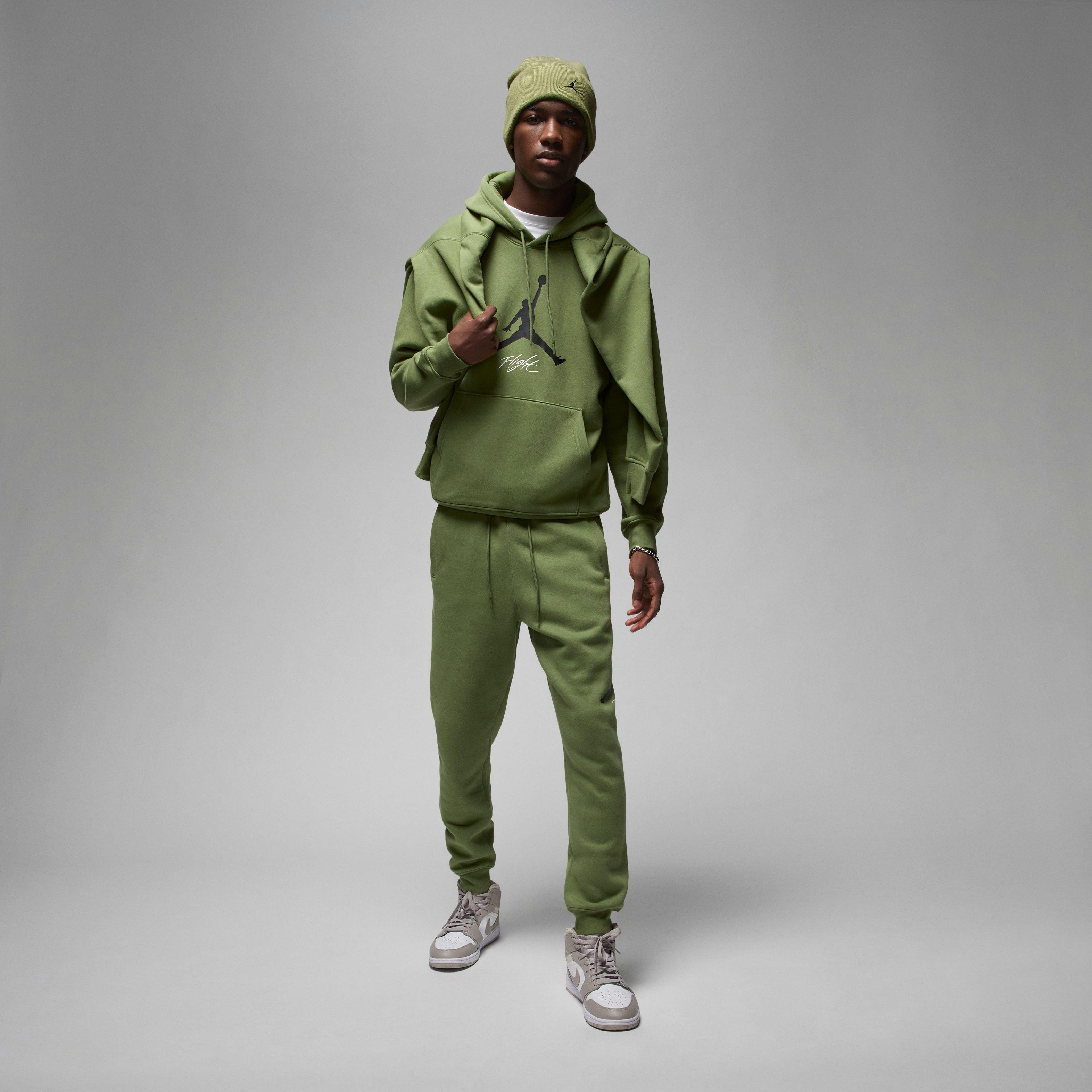 Jordan Men's Essentials Fleece Baseline Pullover Hoodie-Olive - OLIVE Thumbnail View 6