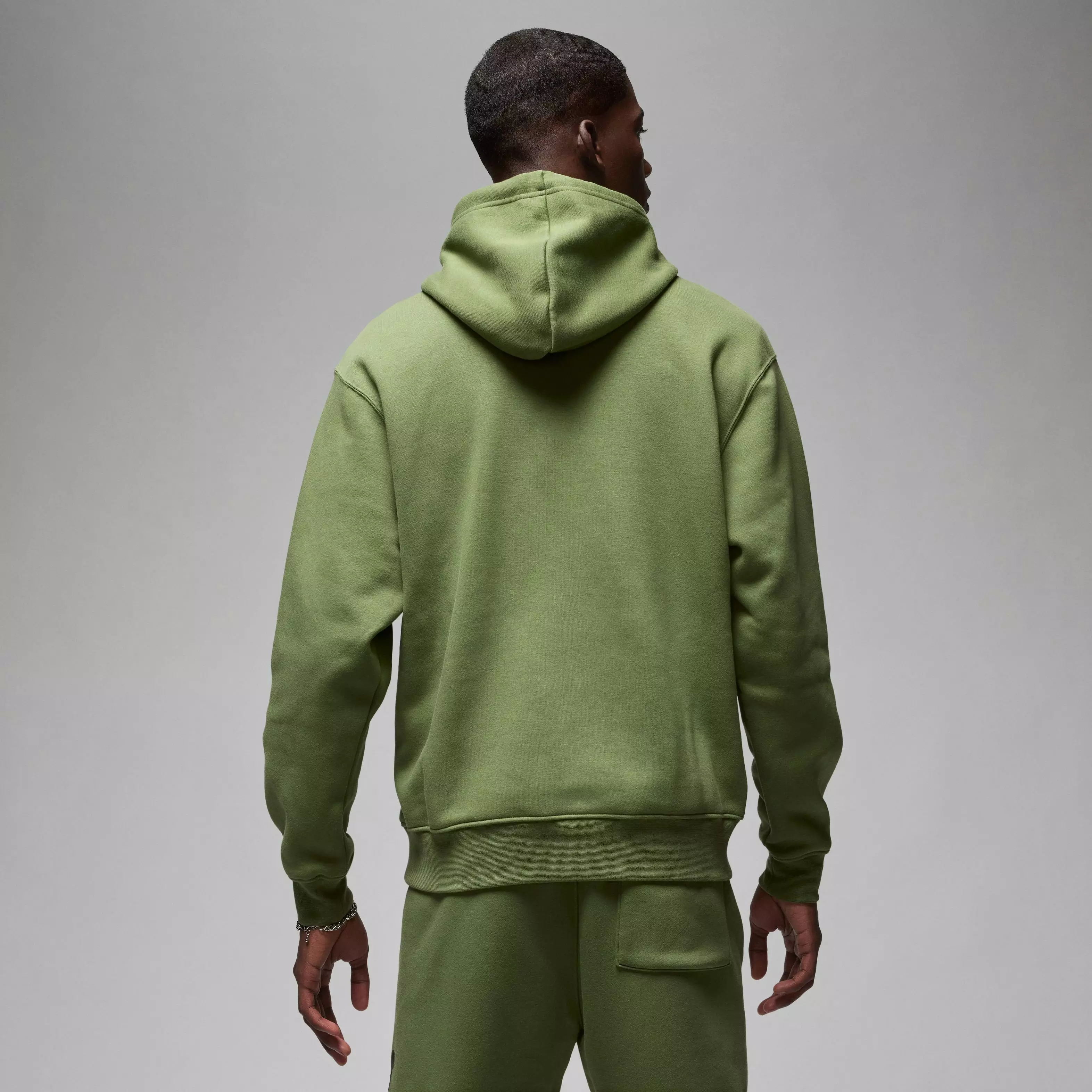 Jordan Men's Essentials Fleece Baseline Pullover Hoodie-Olive - OLIVE