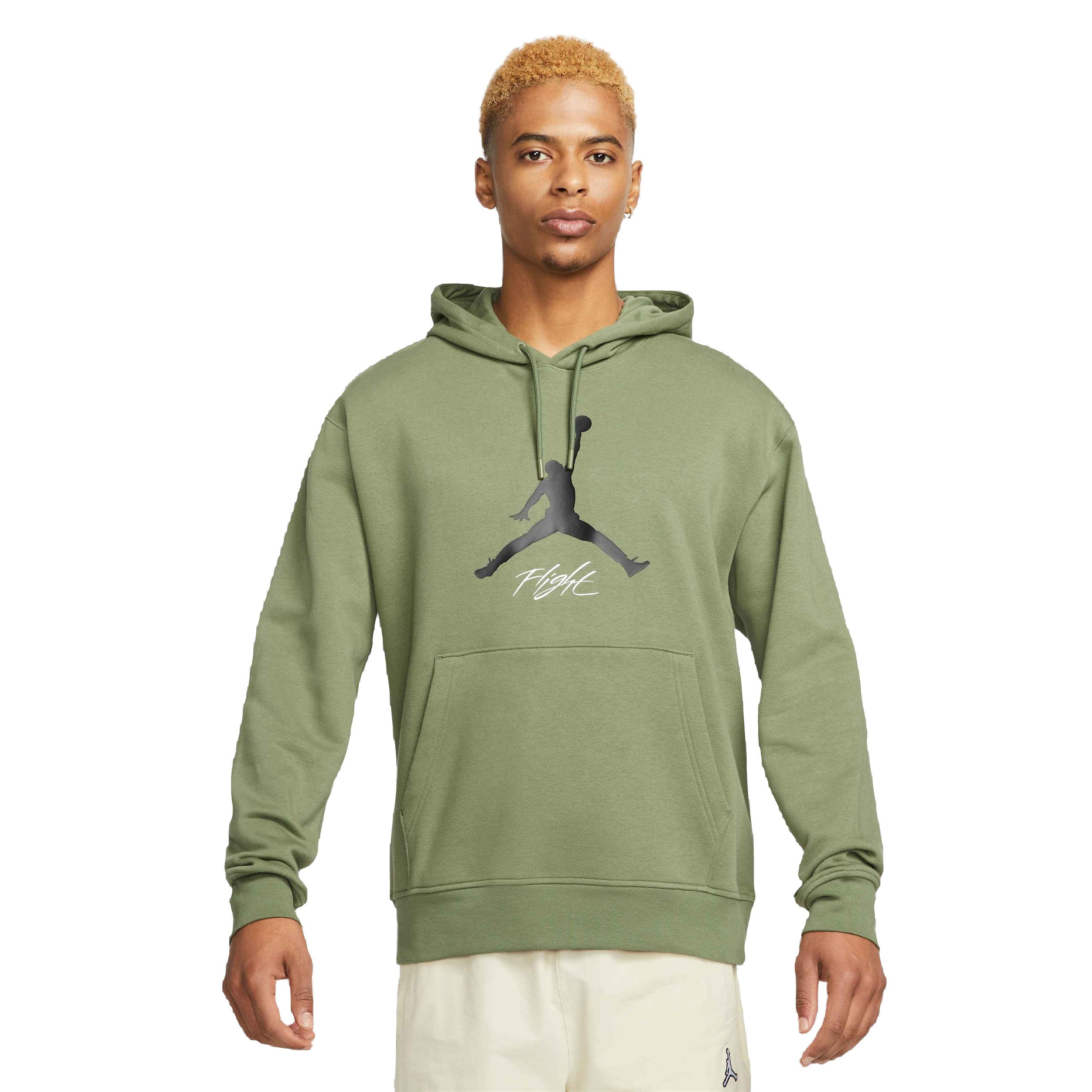 Jordan Men's Essentials Fleece Baseline Pullover Hoodie-Olive - Hibbett