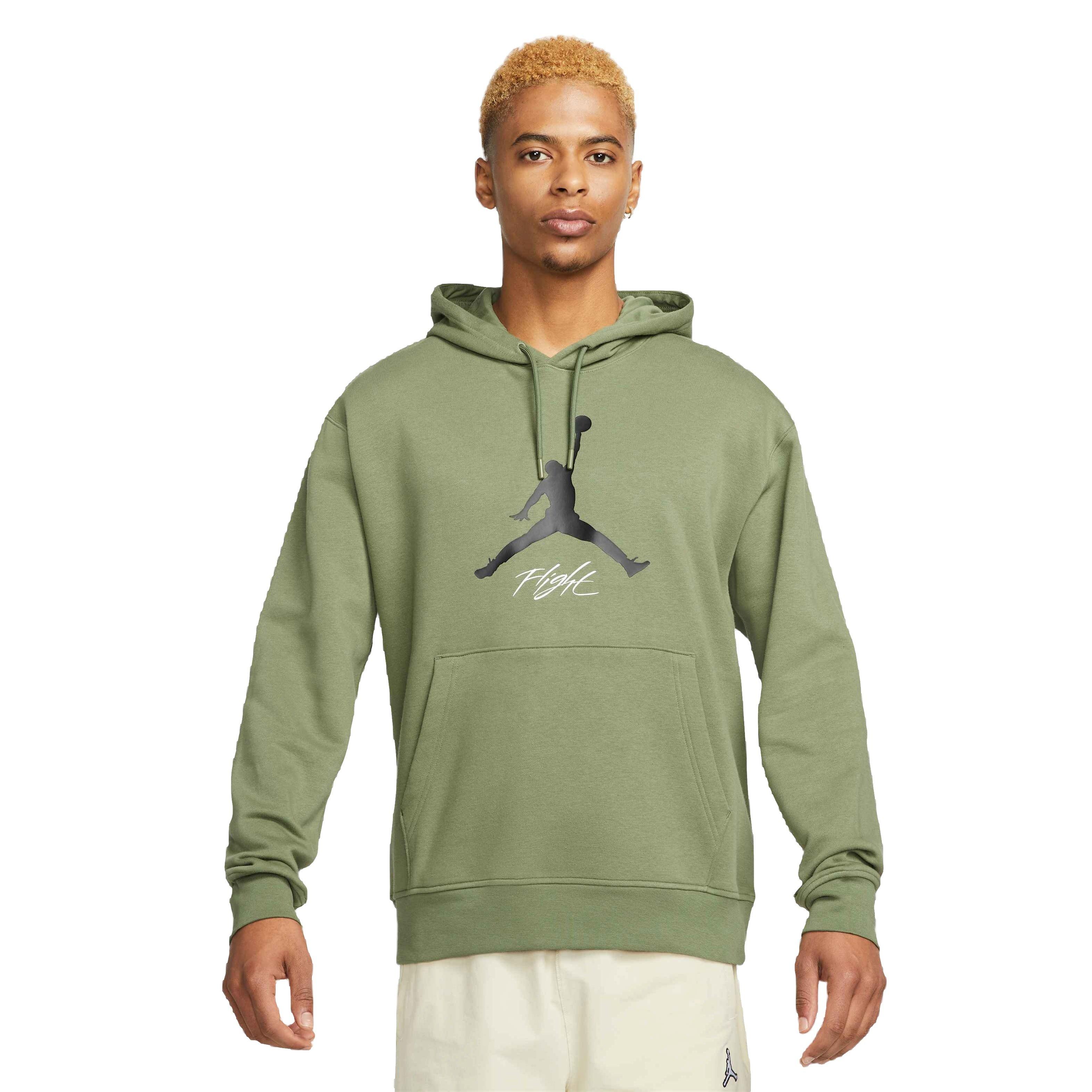 Jordan Men's Essentials Fleece Baseline Pullover Hoodie-Olive - OLIVE Thumbnail View 1