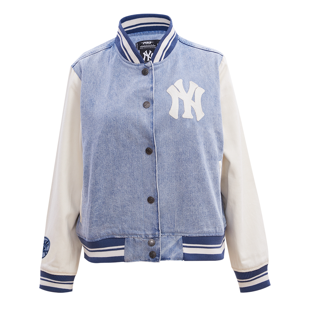 Pro Standard Women's New York Knicks Denim Varsity Bomber Jacket